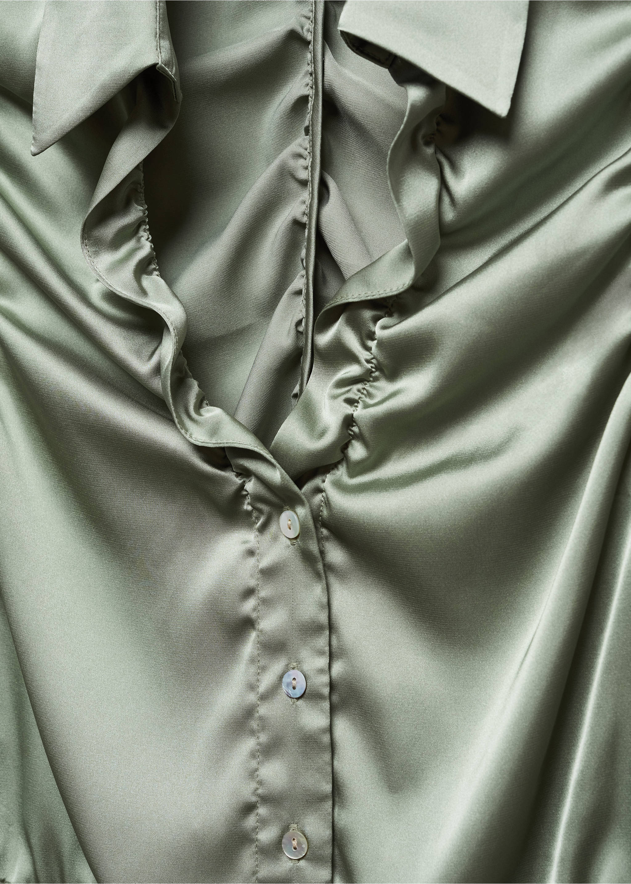 Ruched satin shirt - Details of the article 8, Green. Ref: 67000442-00.