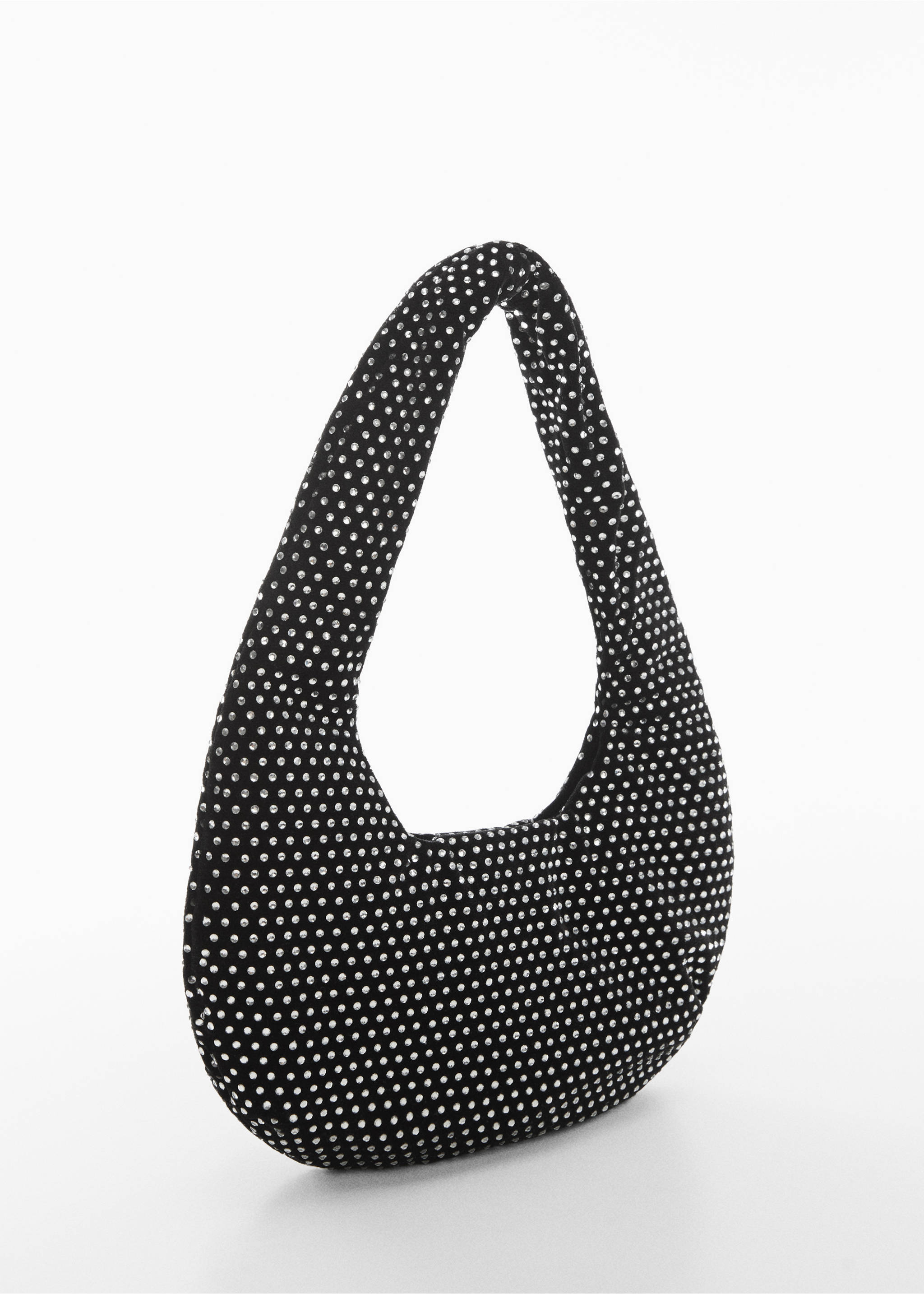 Strassbesetzte Samttasche - Mittlere Ansicht, Schwarz. Ref: 67000444-00.