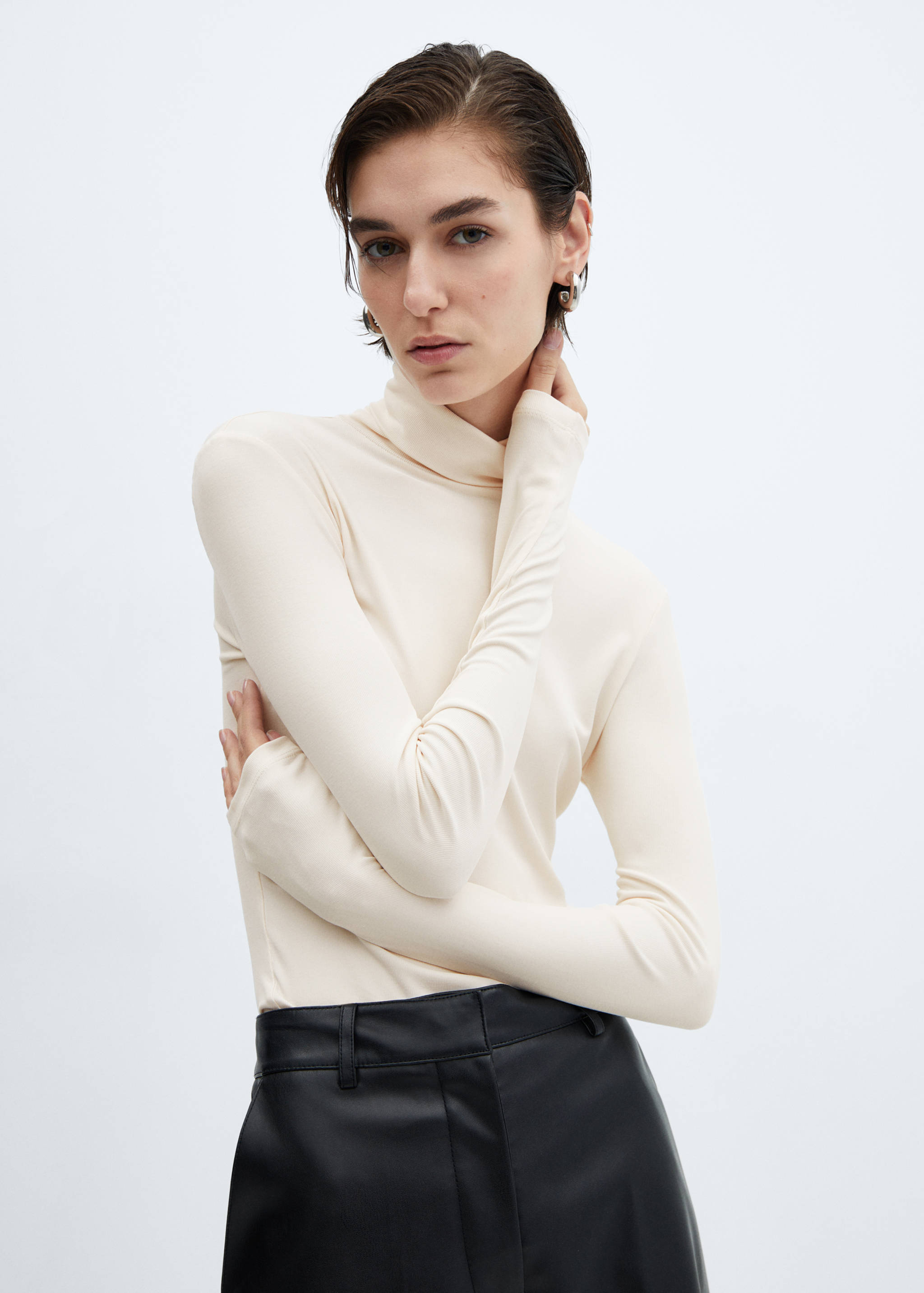 Modal turtleneck t-shirt - Medium plane