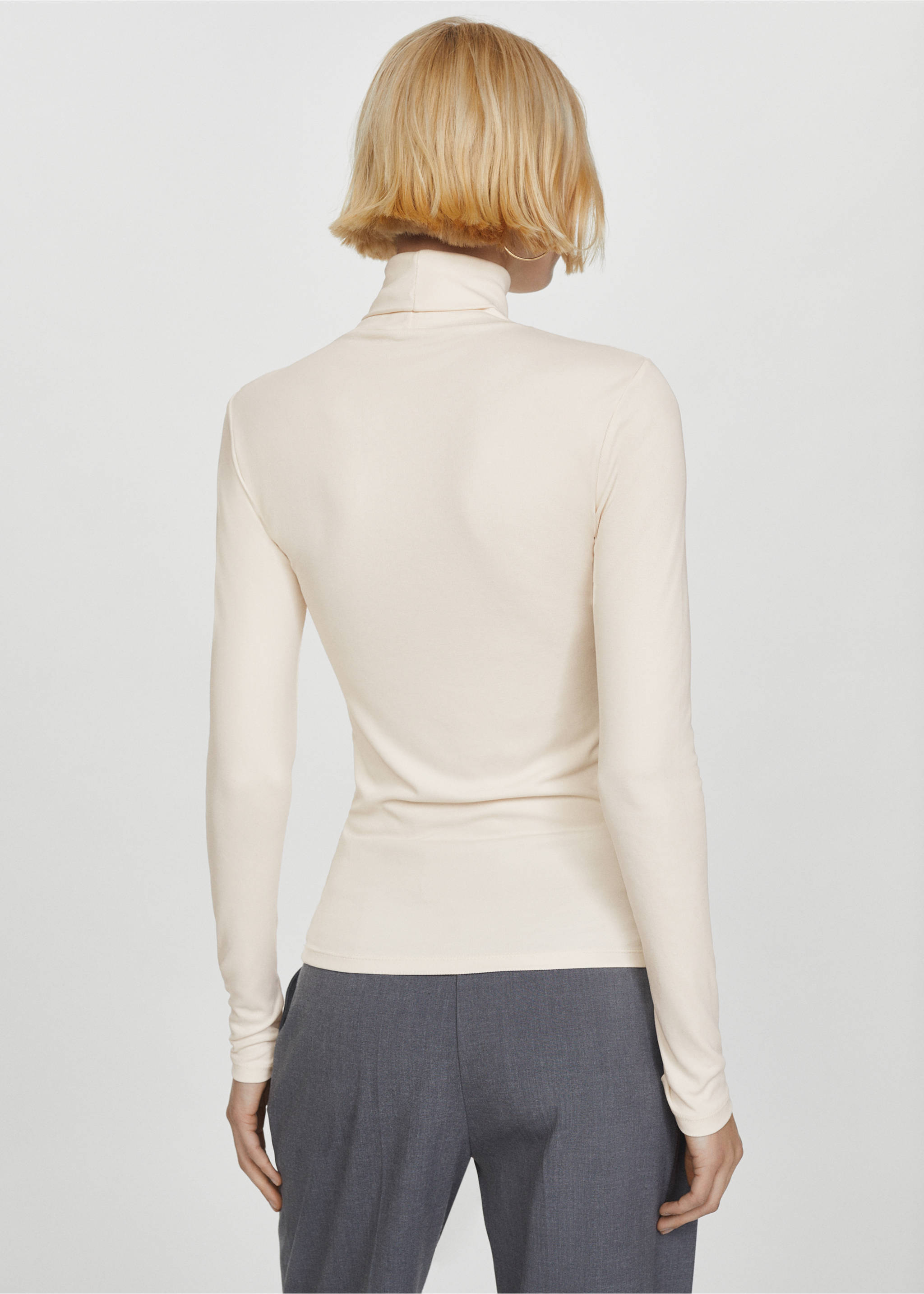 Modal turtleneck t-shirt - Reverse of the article, Off White. Ref: 67000462-00.