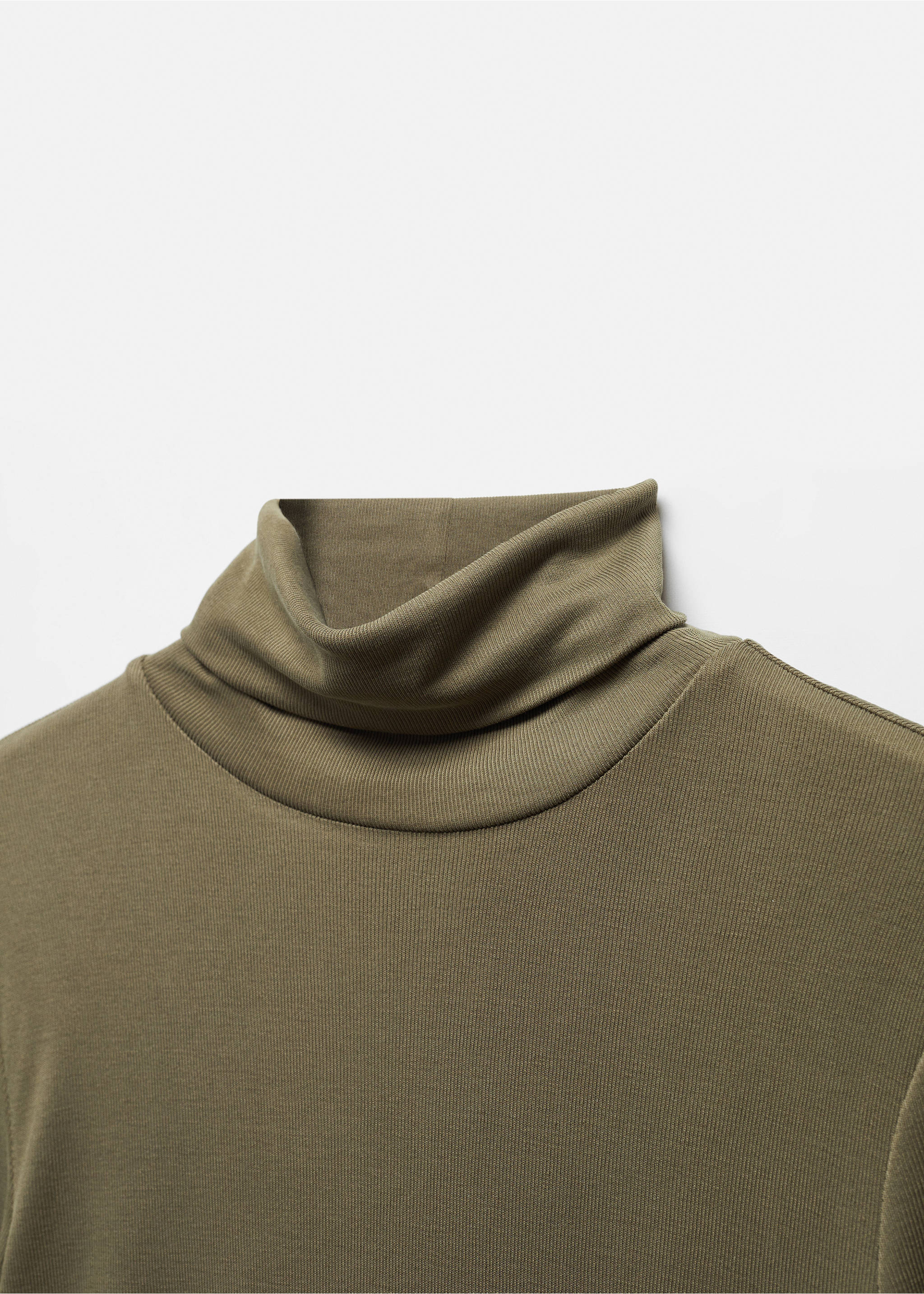 Modal turtleneck t-shirt - Details of the article 8, Khaki. Ref: 67000462-00.