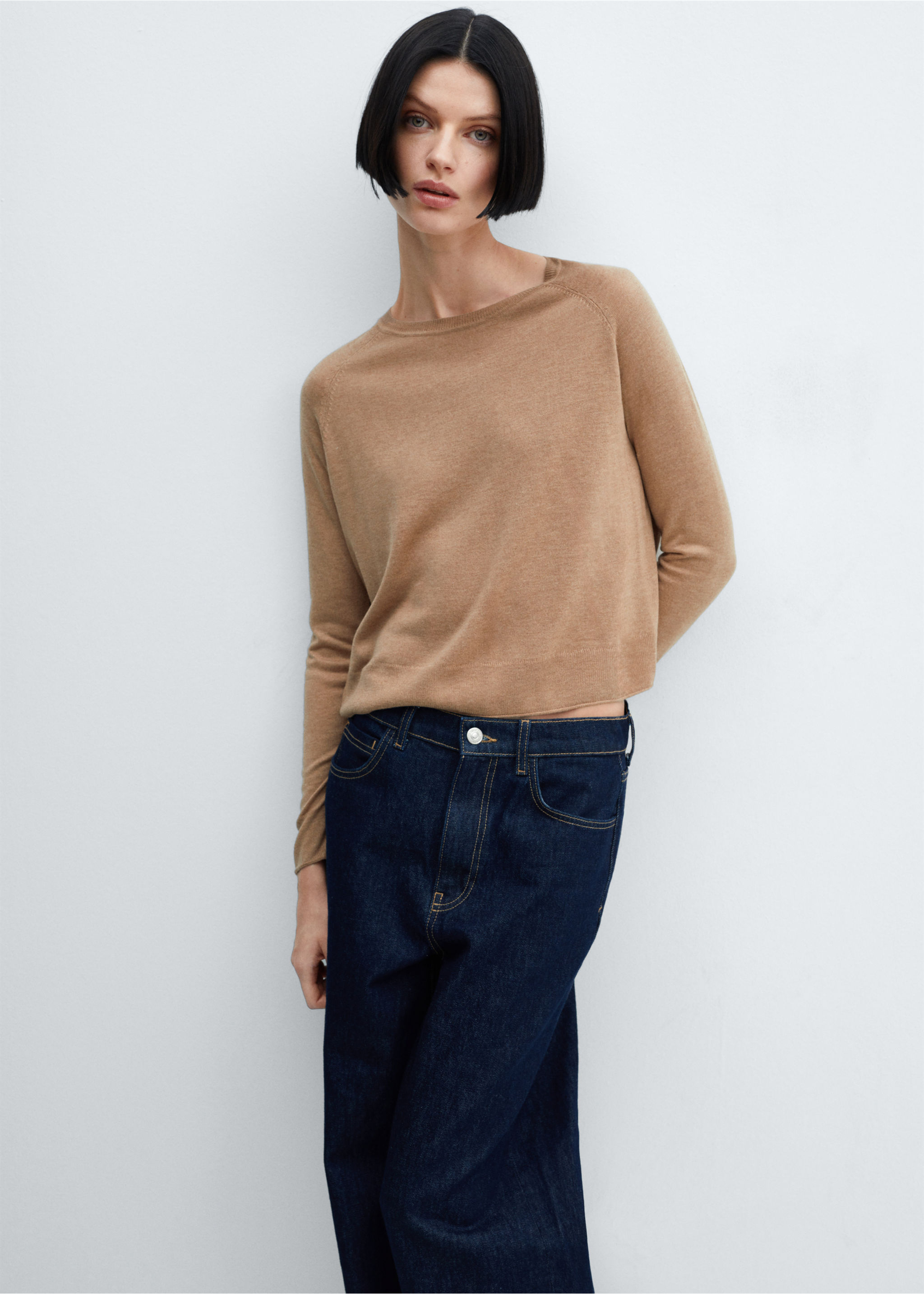 Feinstrickpullover mit Rundhals - Mittlere Ansicht