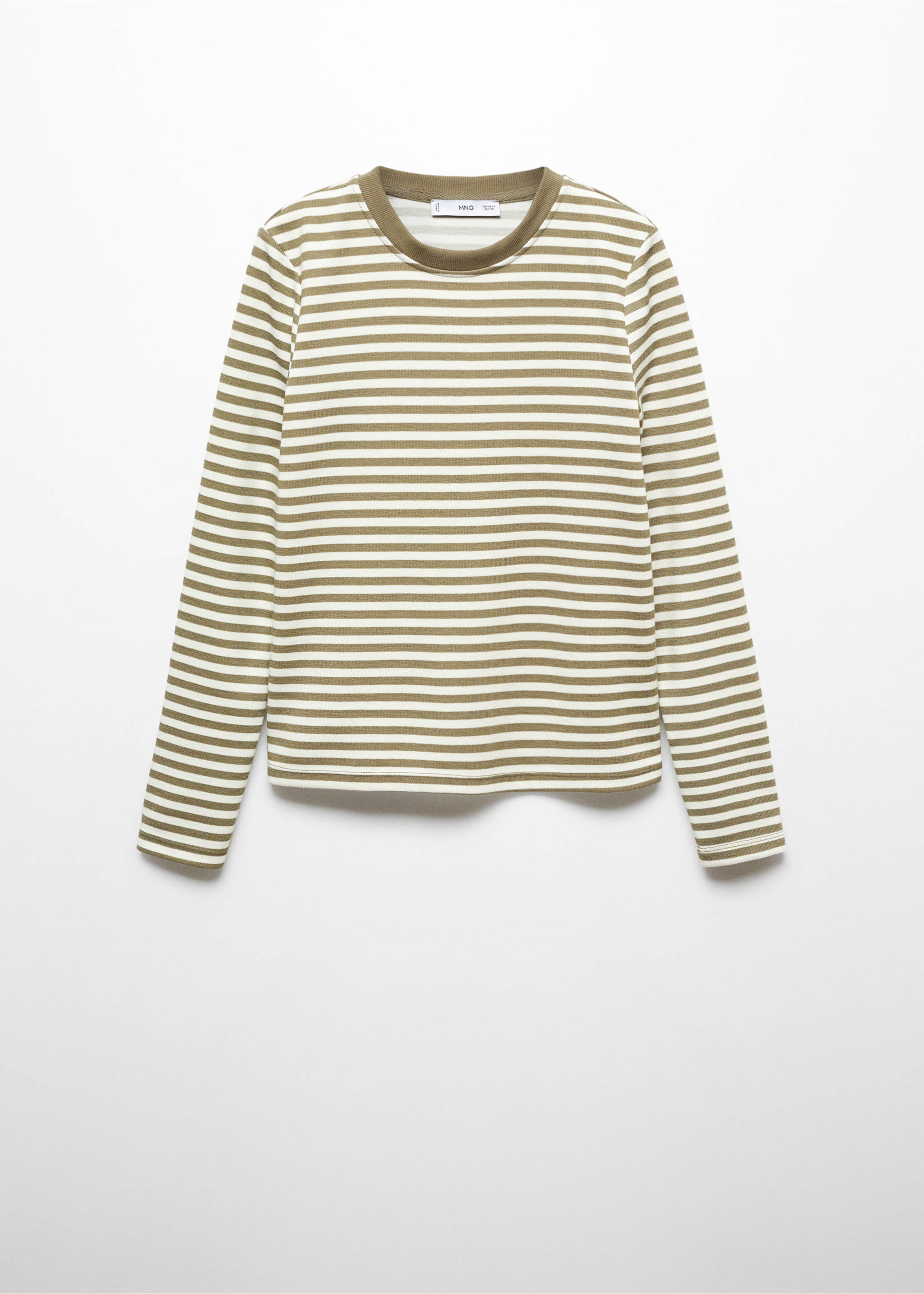 Striped long sleeves t-shirt - Article without model, Khaki. Ref: 67000464-00.