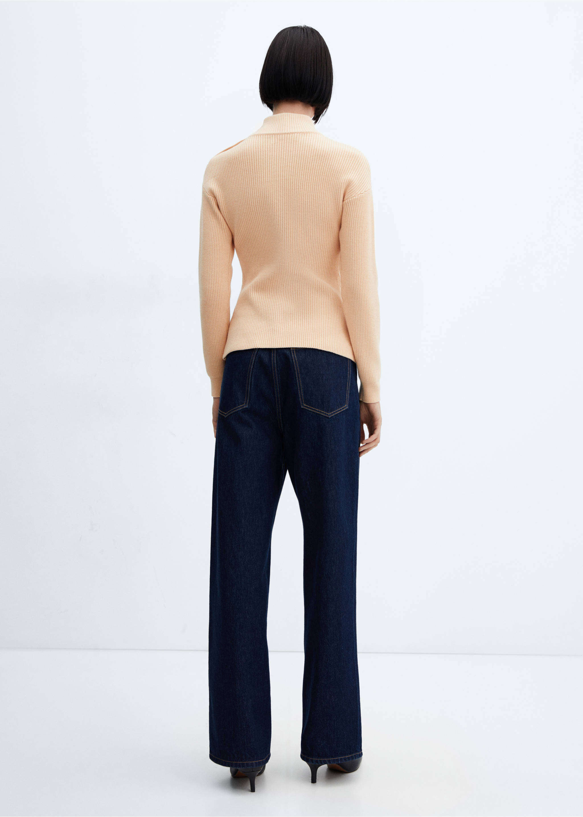Shouder buttons ribbed sweater - Reverse of the article, Beige. Ref: 67000467-00.