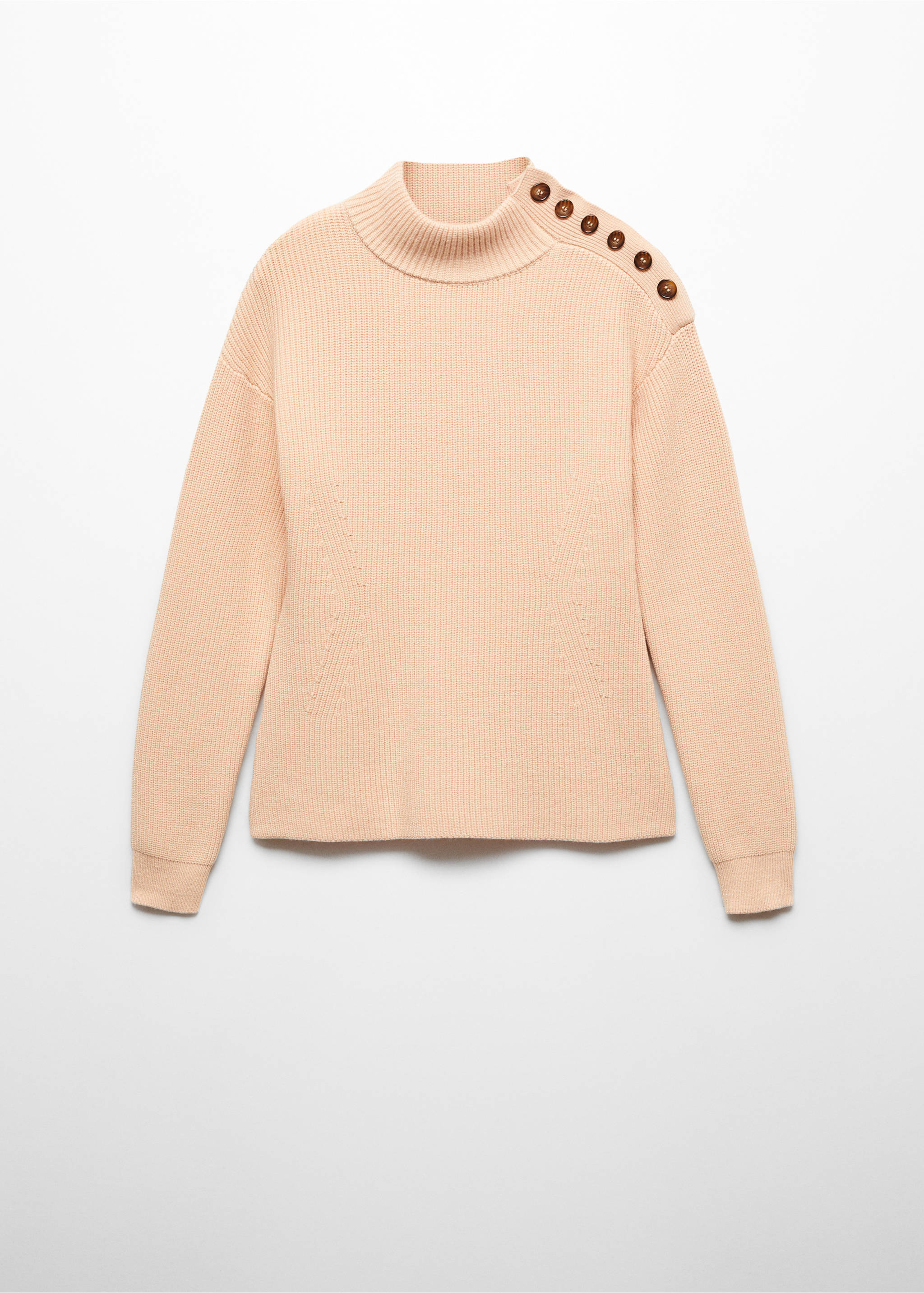 Shouder buttons ribbed sweater - Article without model, Beige. Ref: 67000467-00.