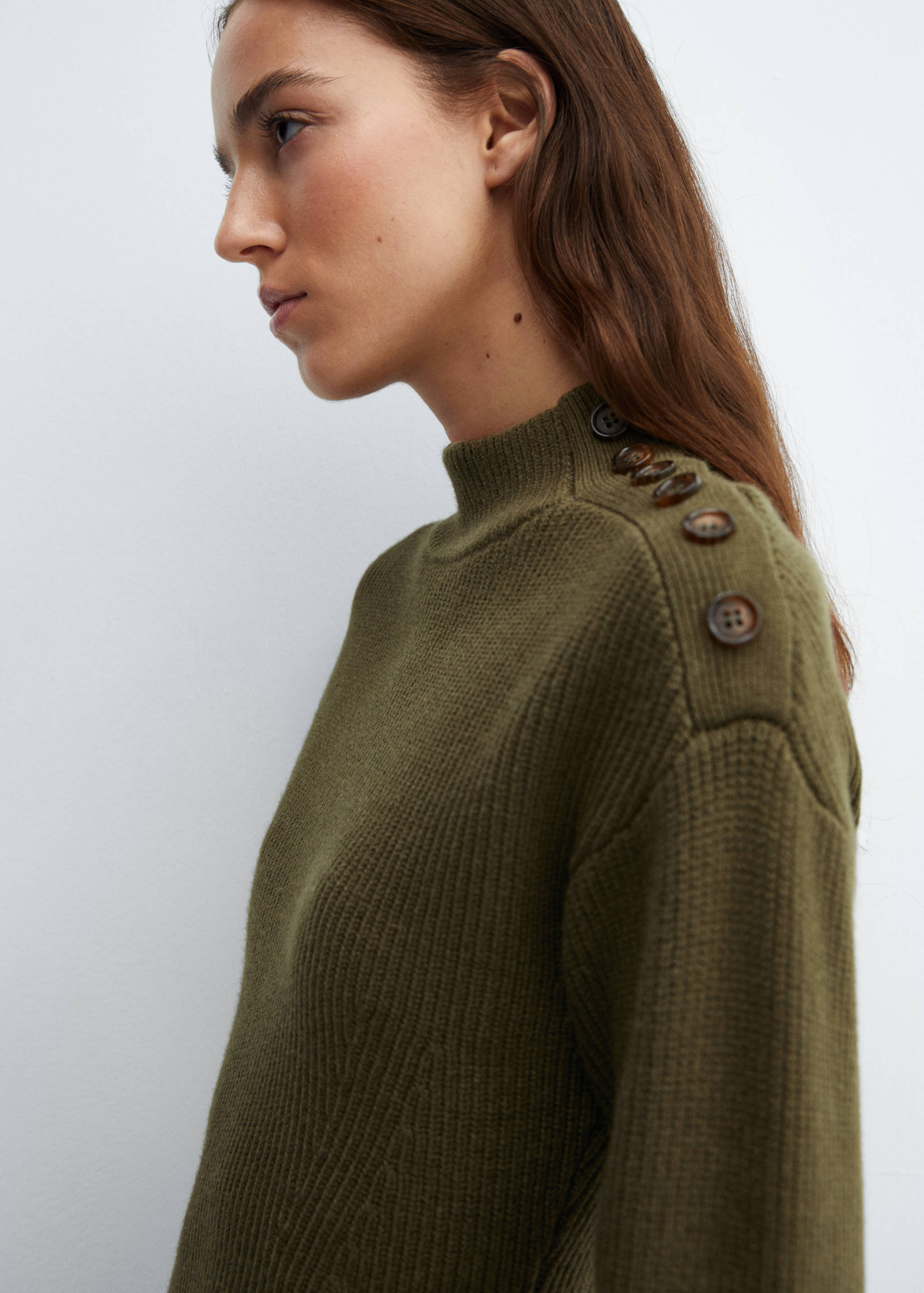 Shouder buttons ribbed sweater - Details of the article 1