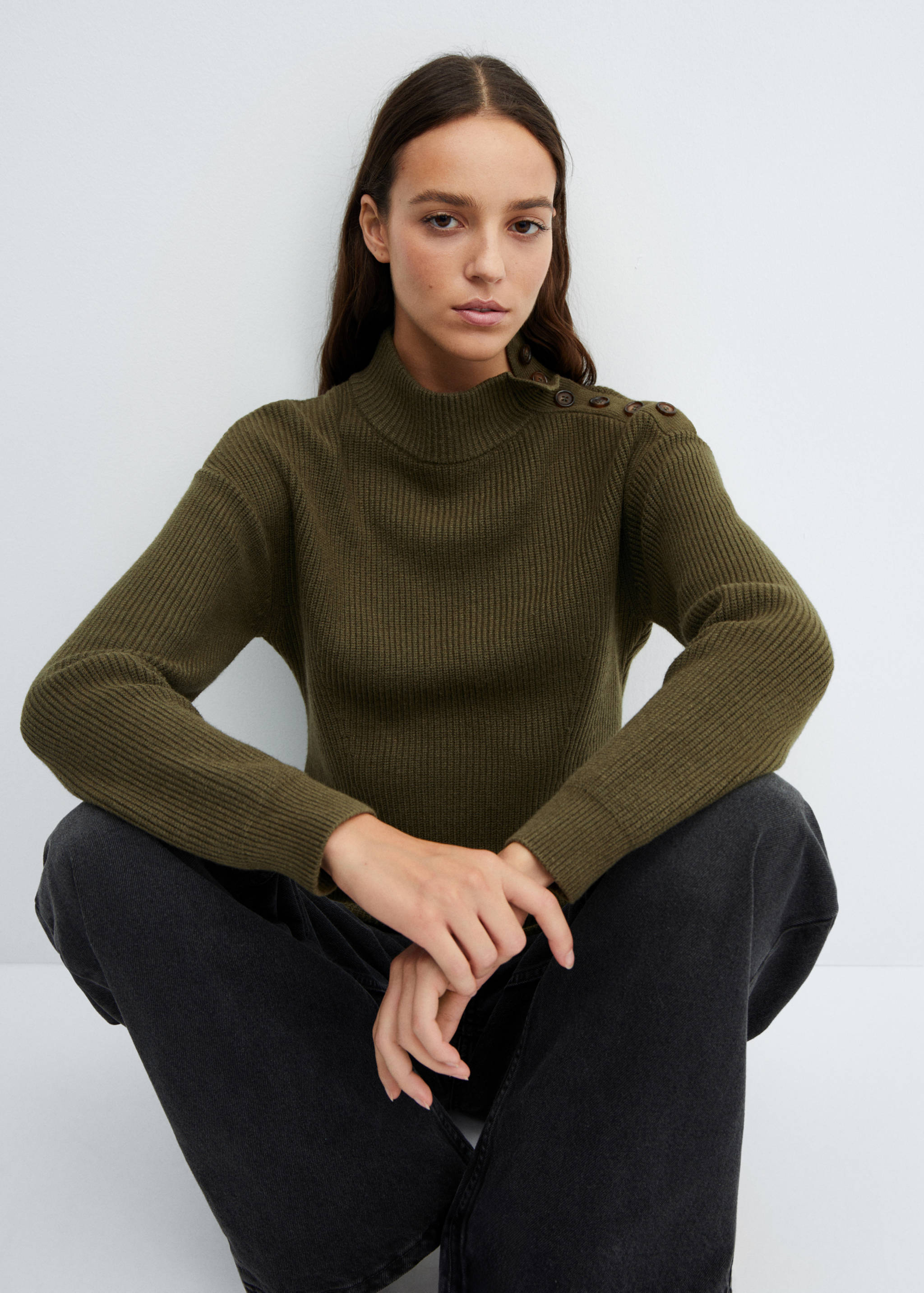 Shouder buttons ribbed sweater - Details of the article 2