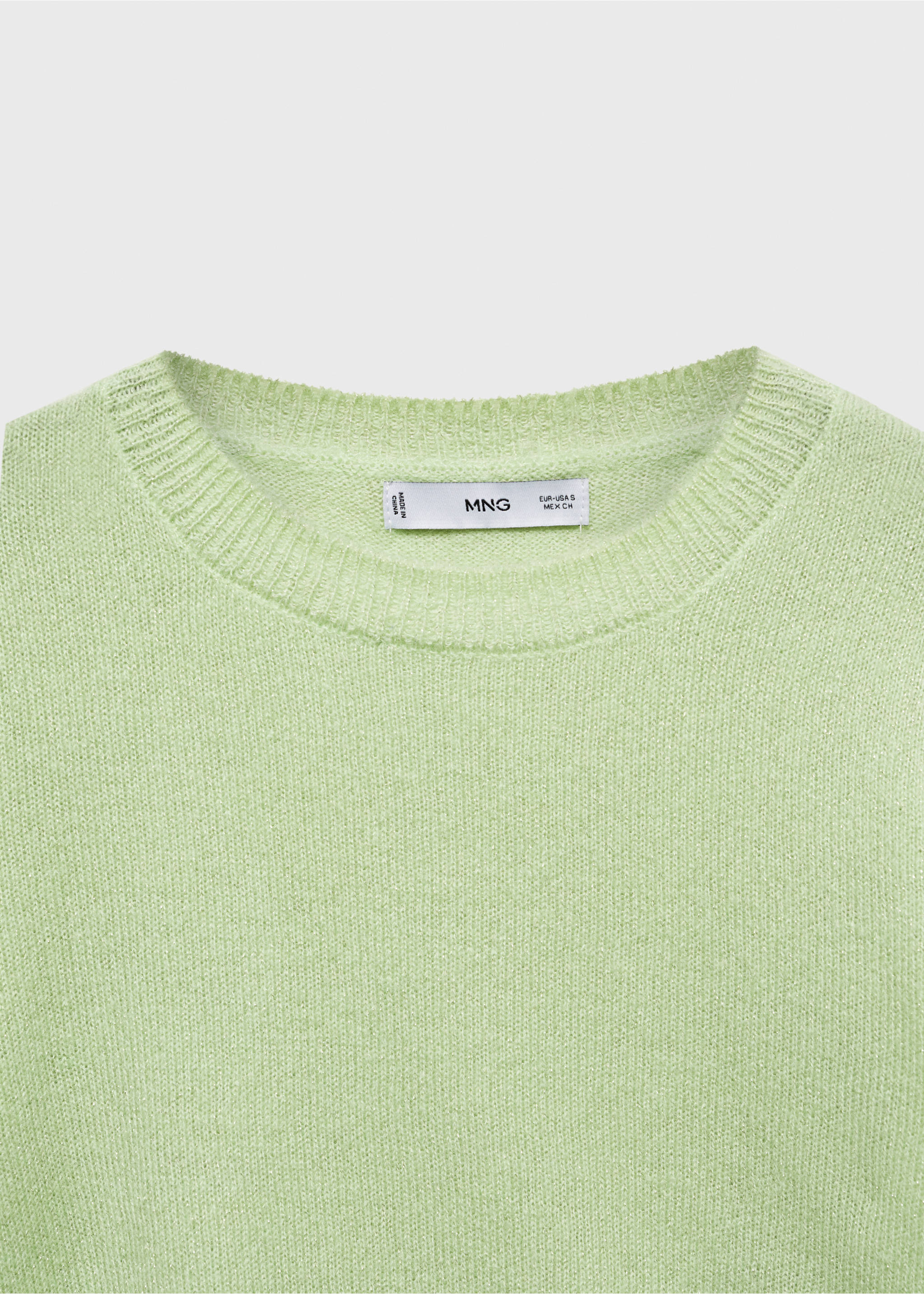 Round-neck knitted sweater - Details of the article 8, Pastel Green. Ref: 67000472-00.