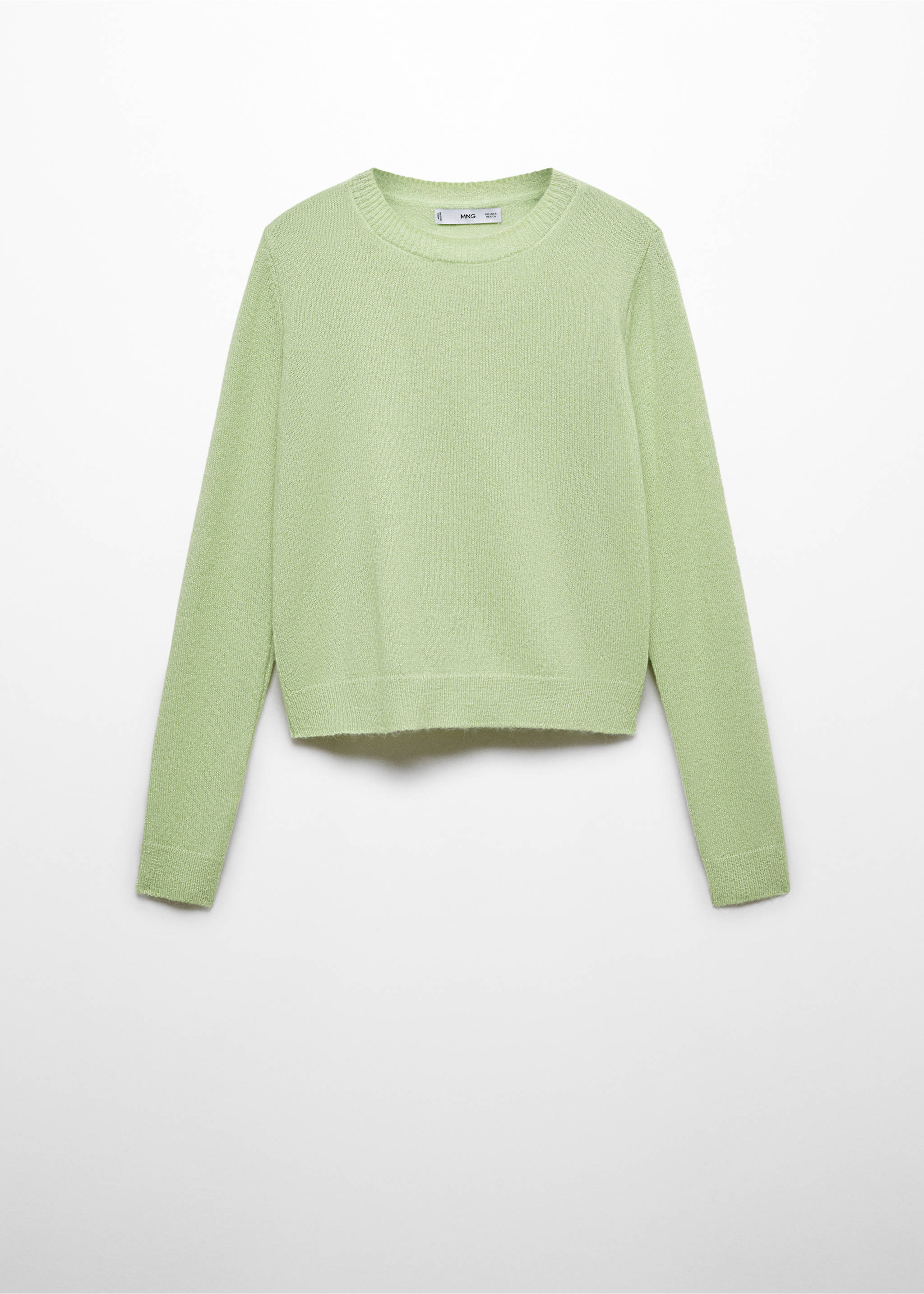 Round-neck knitted sweater - Article without model, Pastel Green. Ref: 67000472-00.