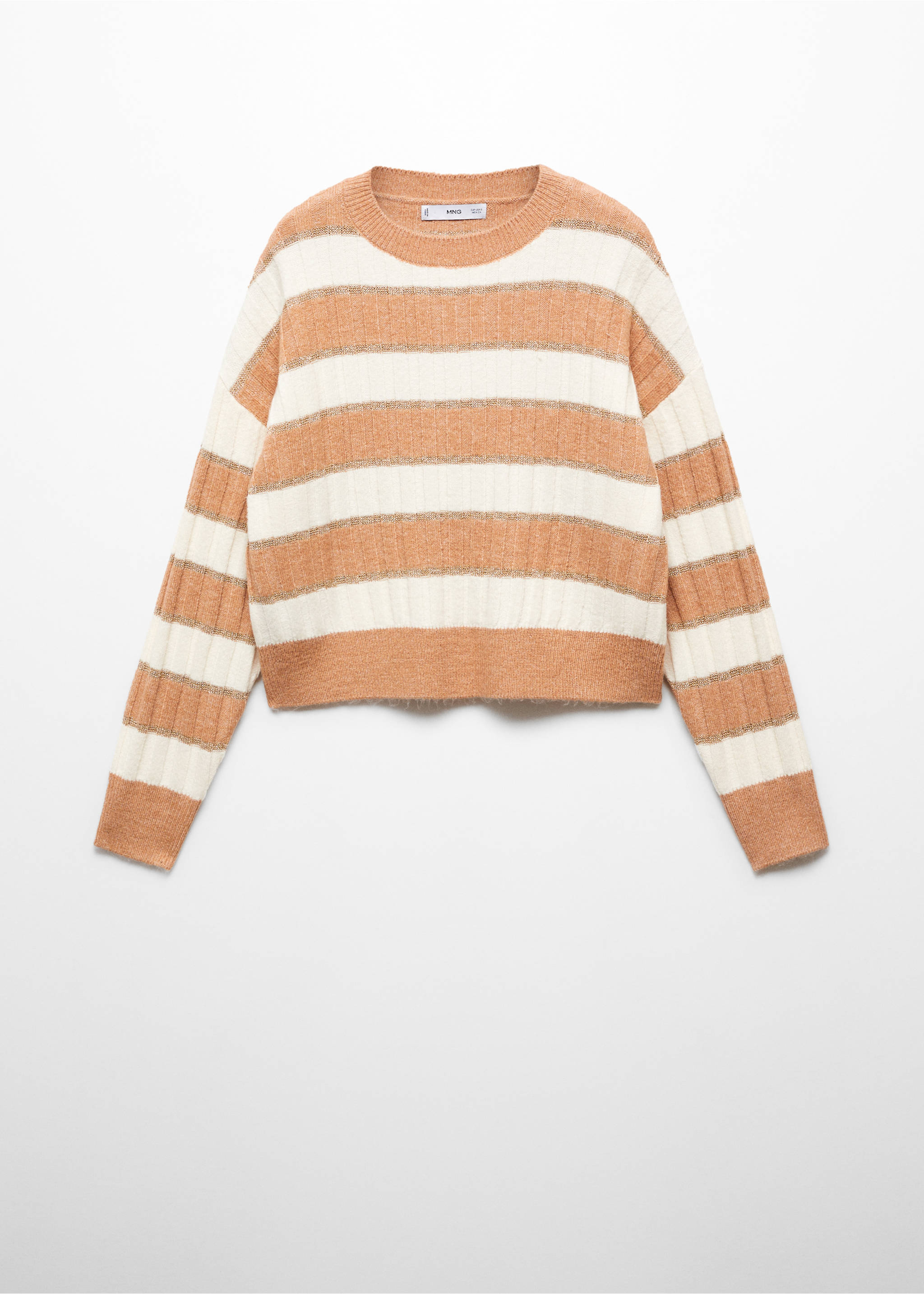 Lurex details striped sweater - Article without model, Medium Brown. Ref: 67000474-00.