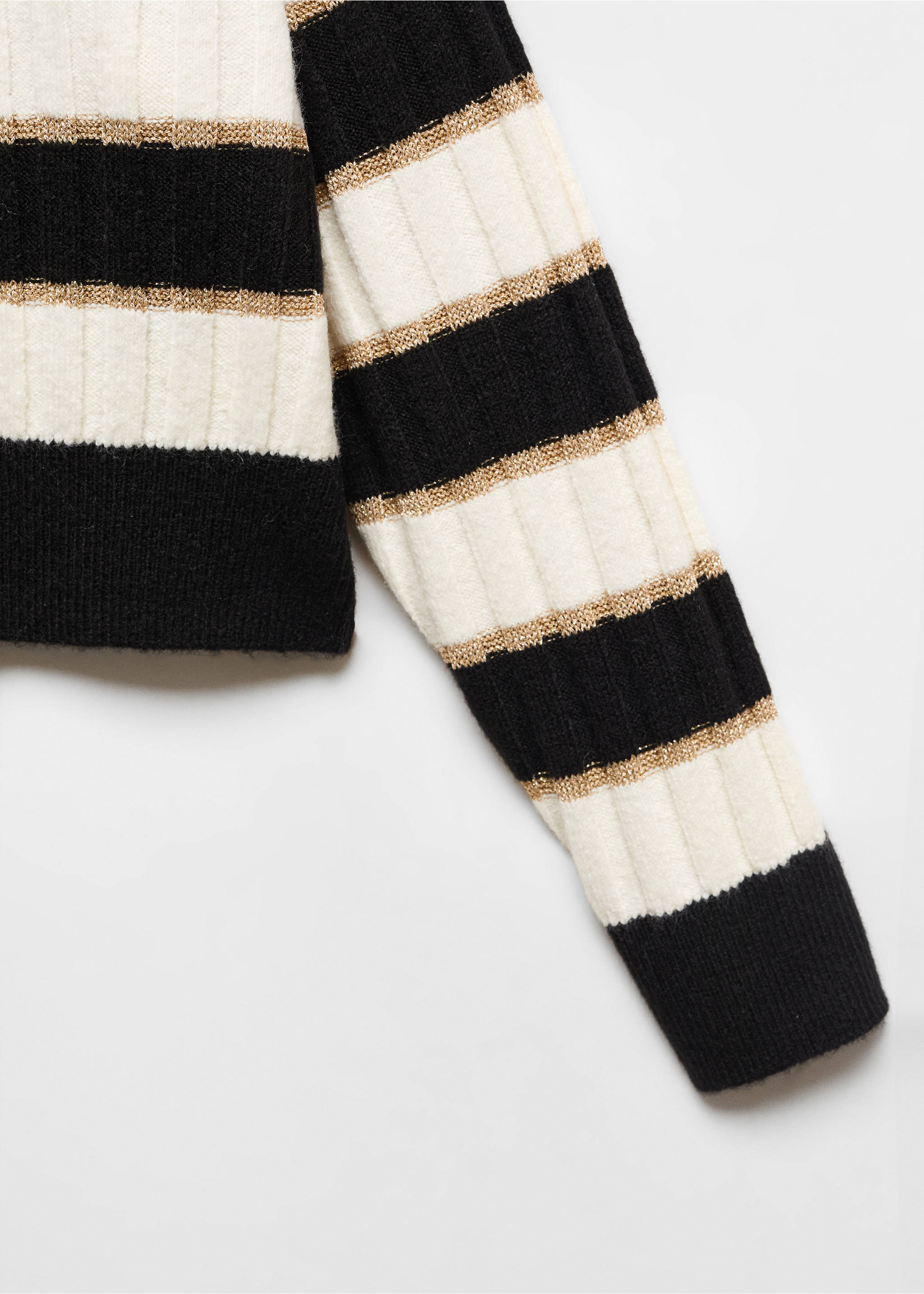 Lurex details striped sweater - Details of the article 8, Black. Ref: 67000474-00.
