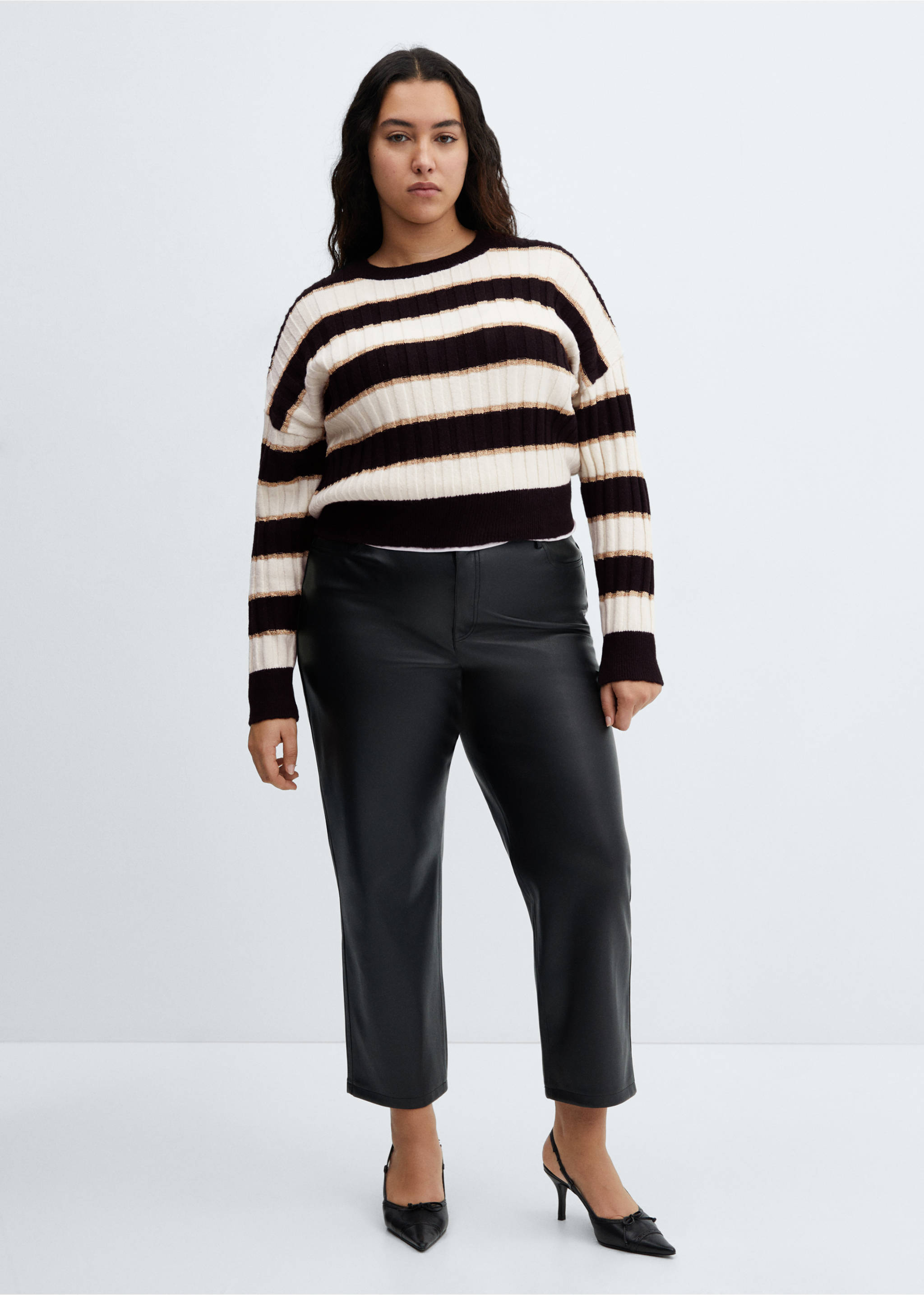 Lurex details striped sweater - Details of the article 3, Black. Ref: 67000474-00.