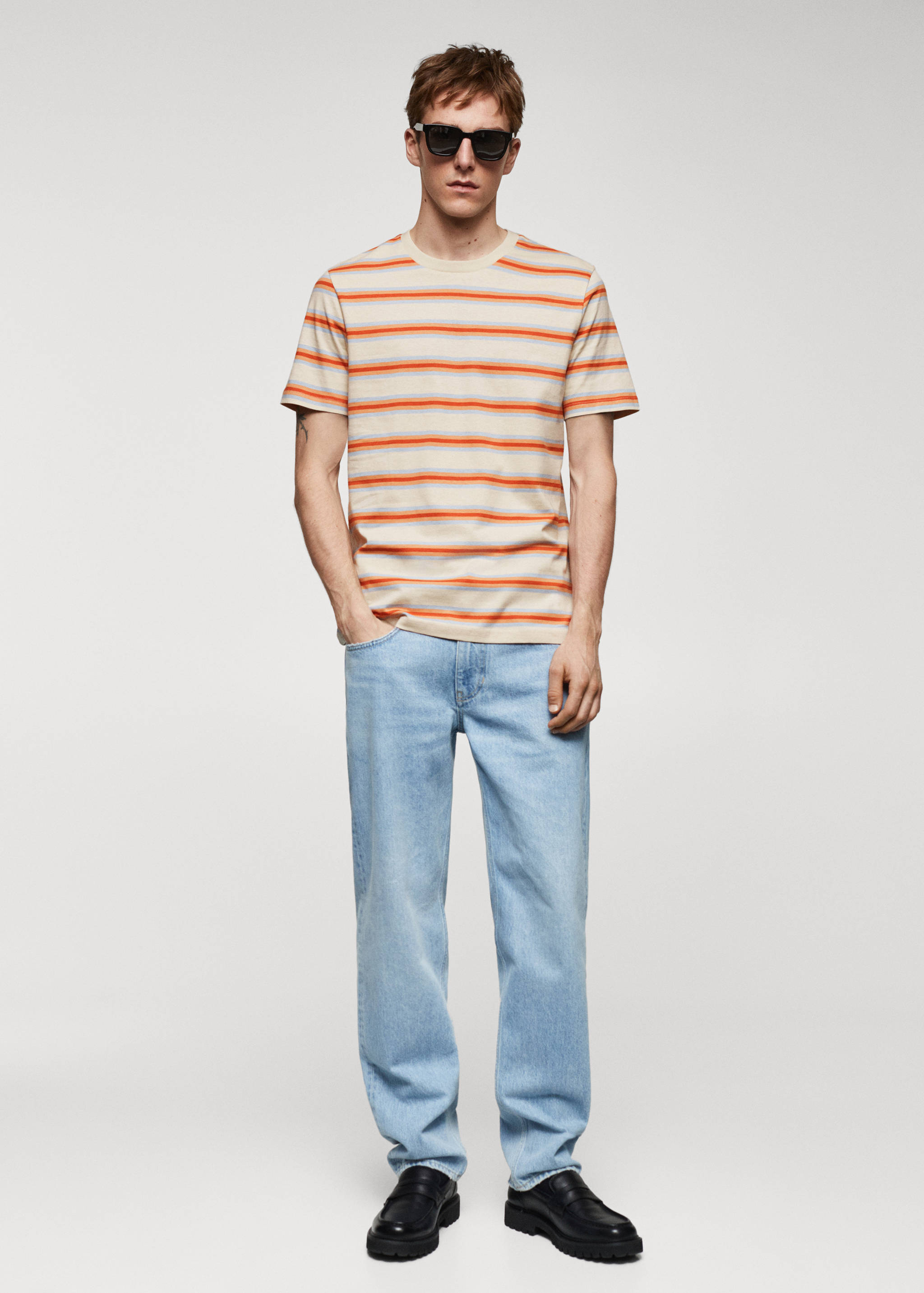 Striped 100% cotton t-shirt - General plane