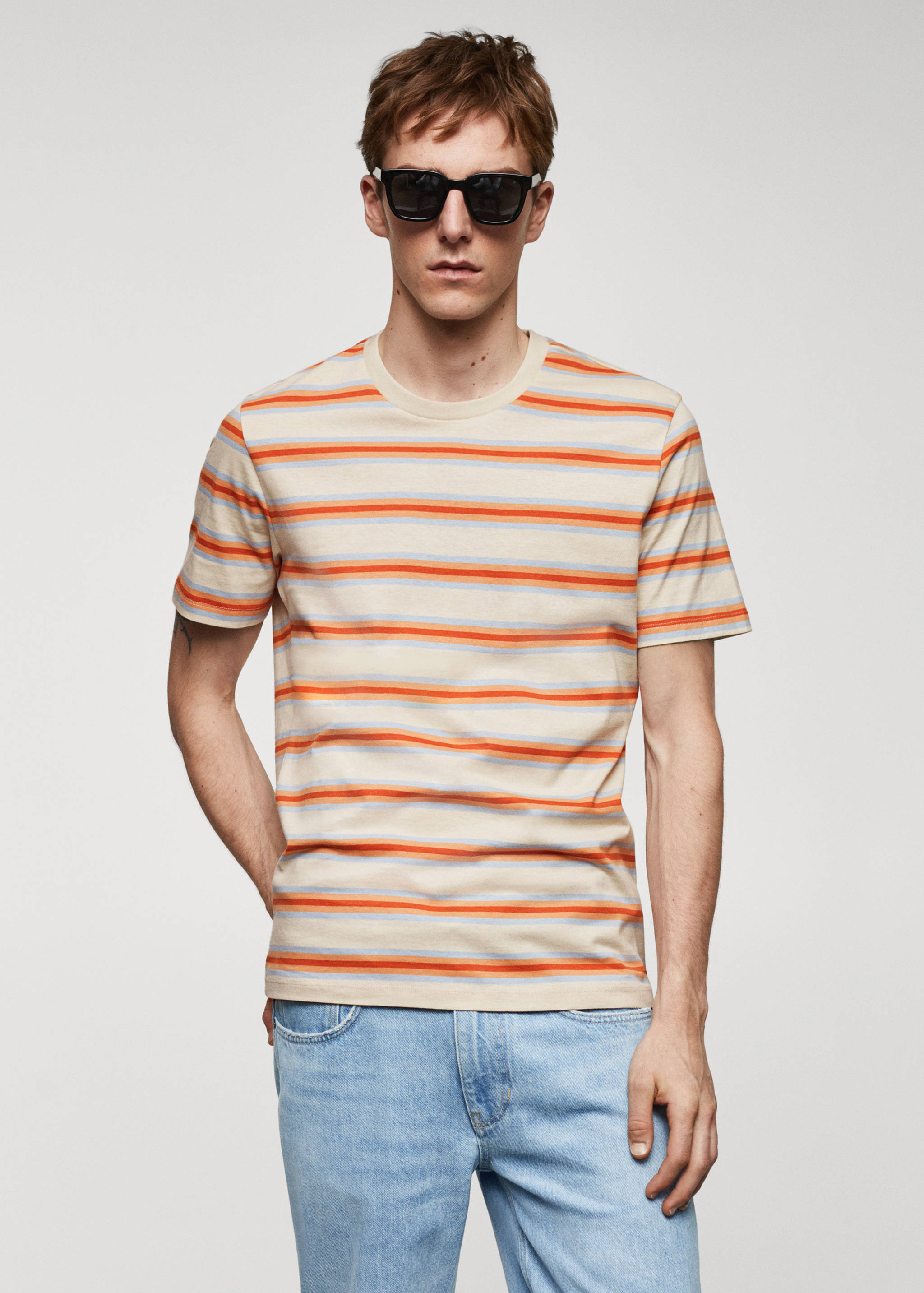 Striped 100% cotton t-shirt - Medium plane
