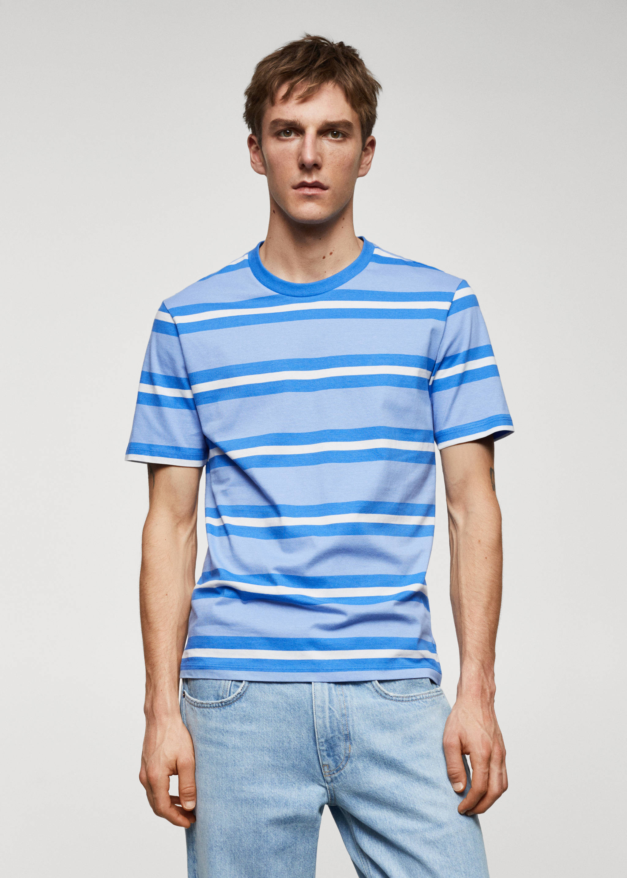 Striped 100% cotton t-shirt - Medium plane