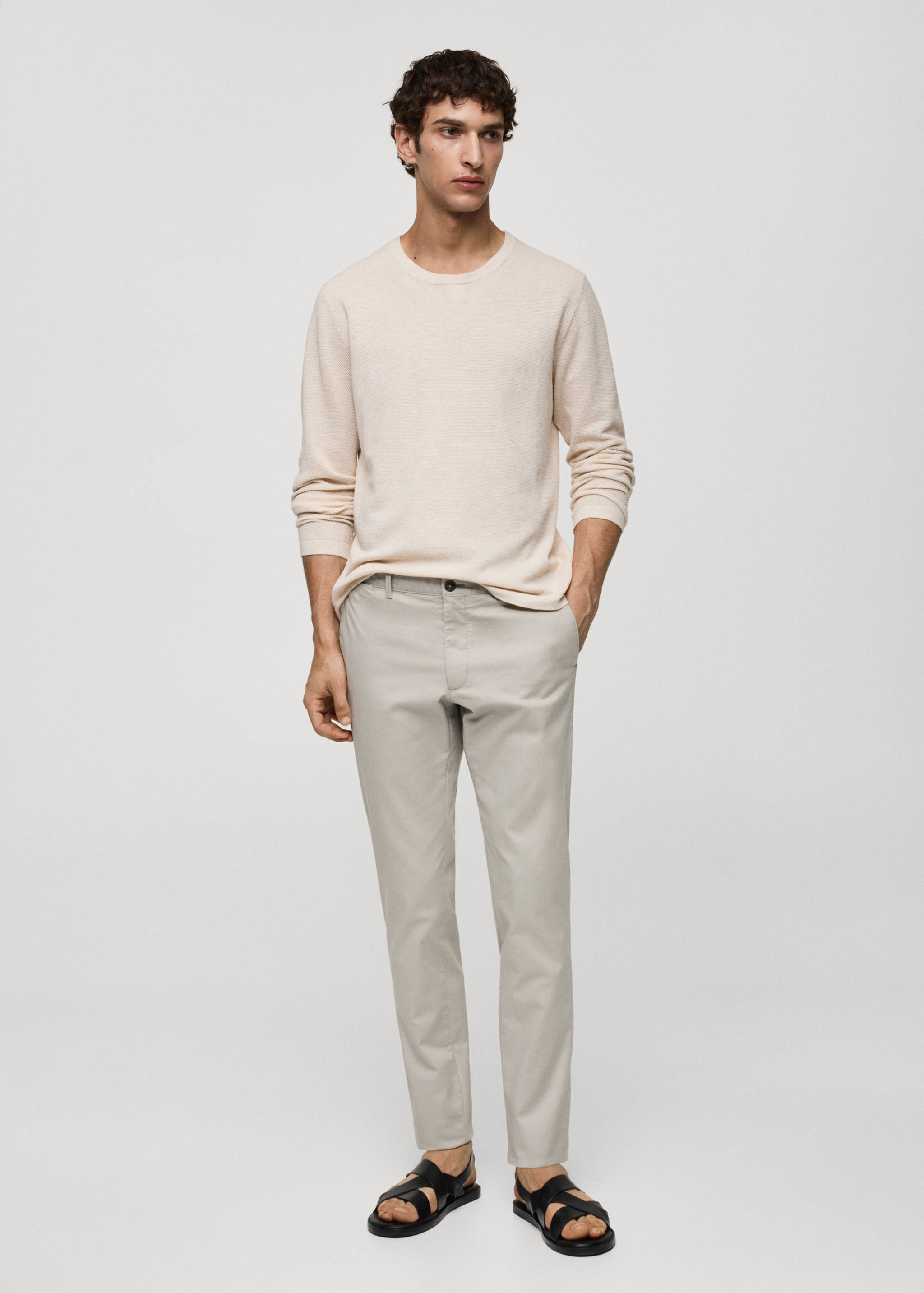 Slim fit serge chino trousers - General plane