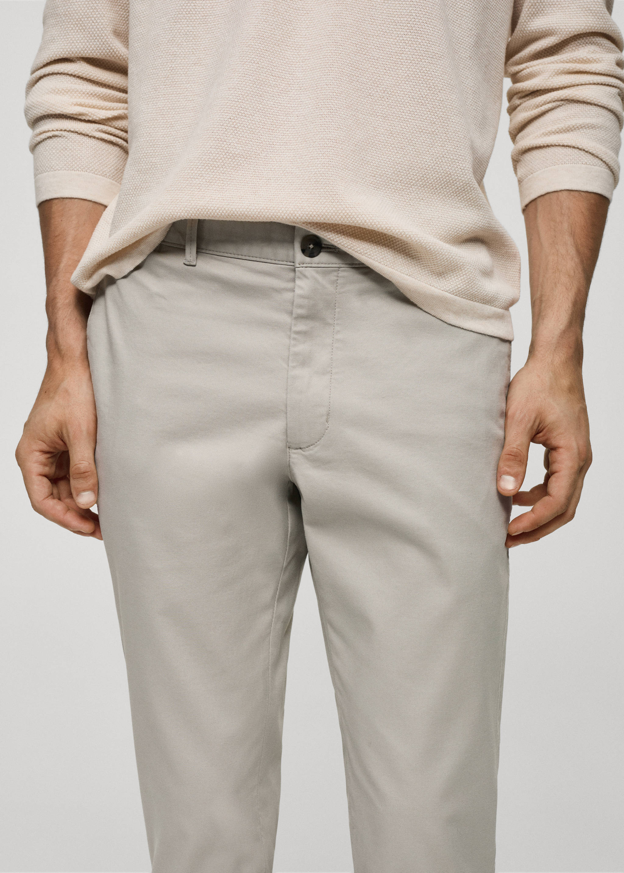 Slim fit serge chino trousers - Details of the article 1