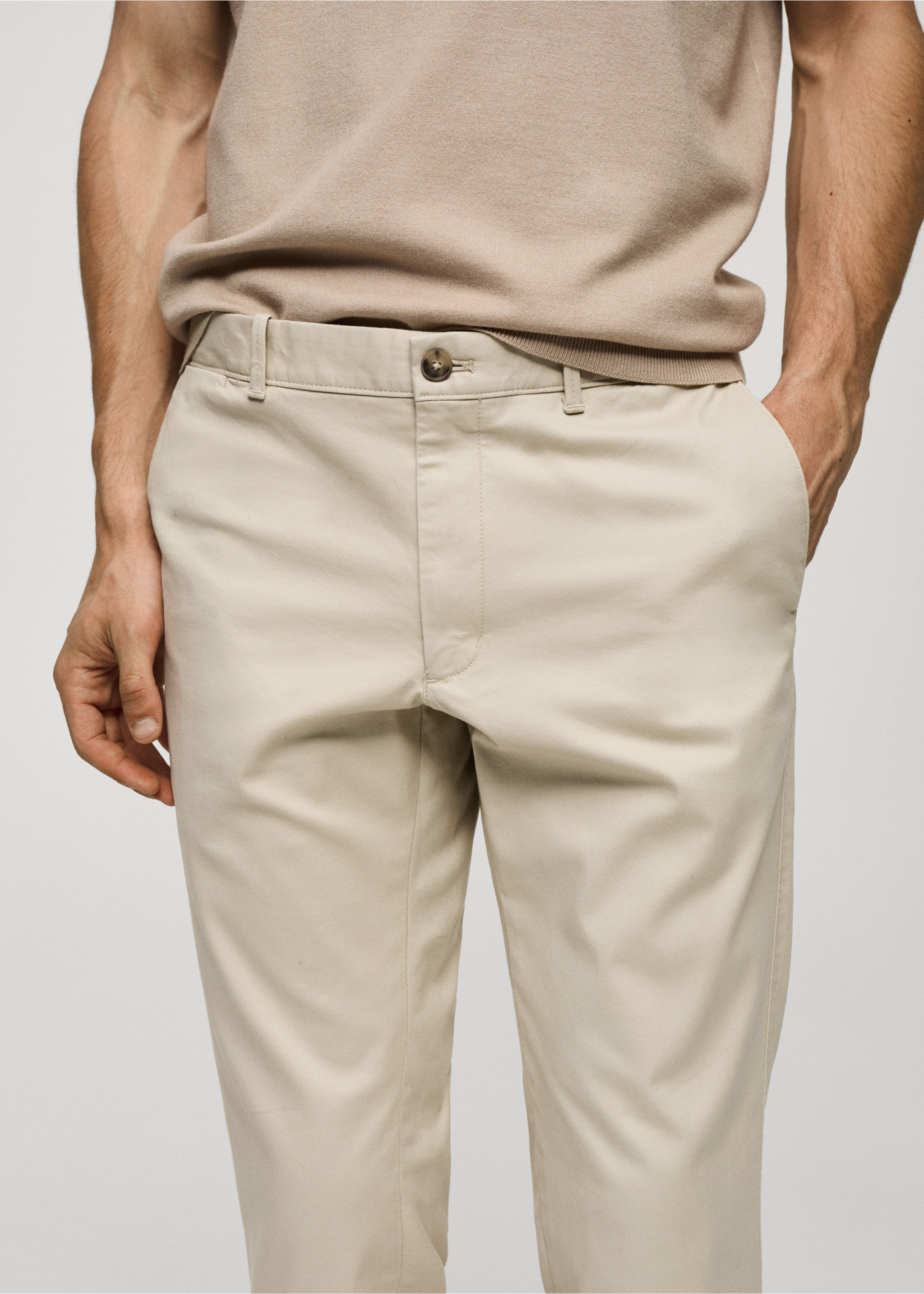 Slim fit serge chino trousers - Details of the article 1