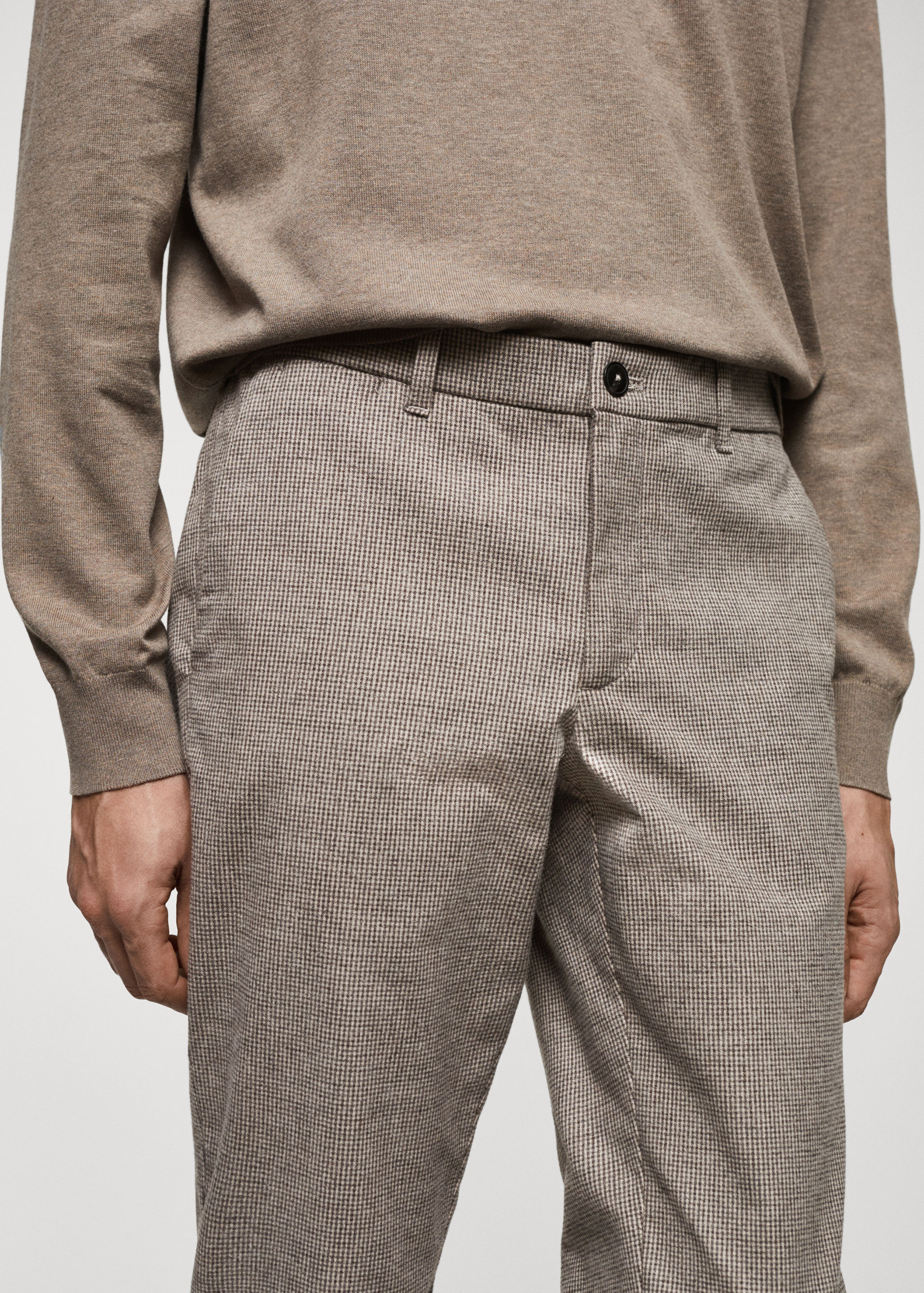 Pantalons slim fit cotó micro pota de gall - Detall de l'article 1