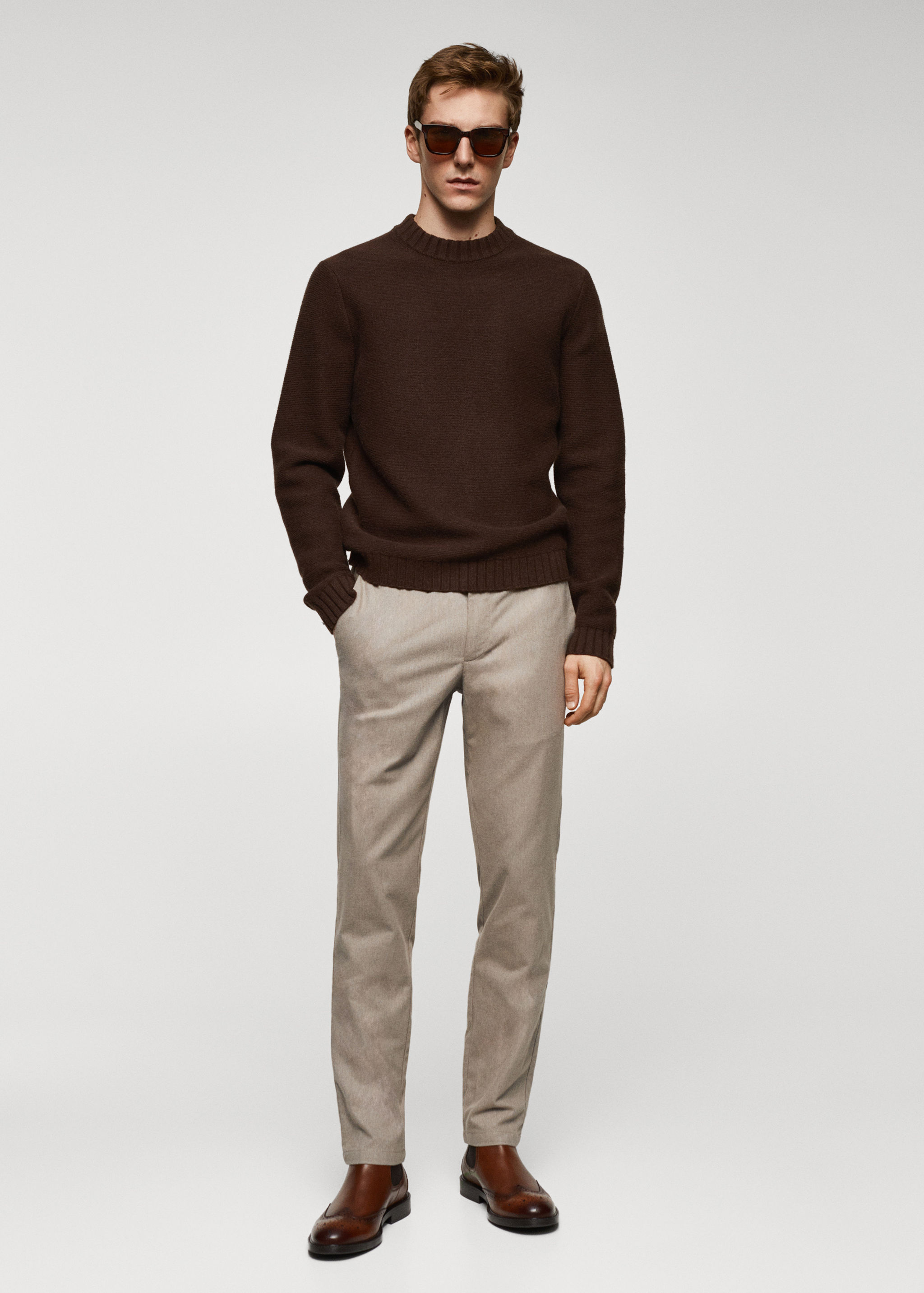 Pantalons slim fit cotó estructura - Pla general
