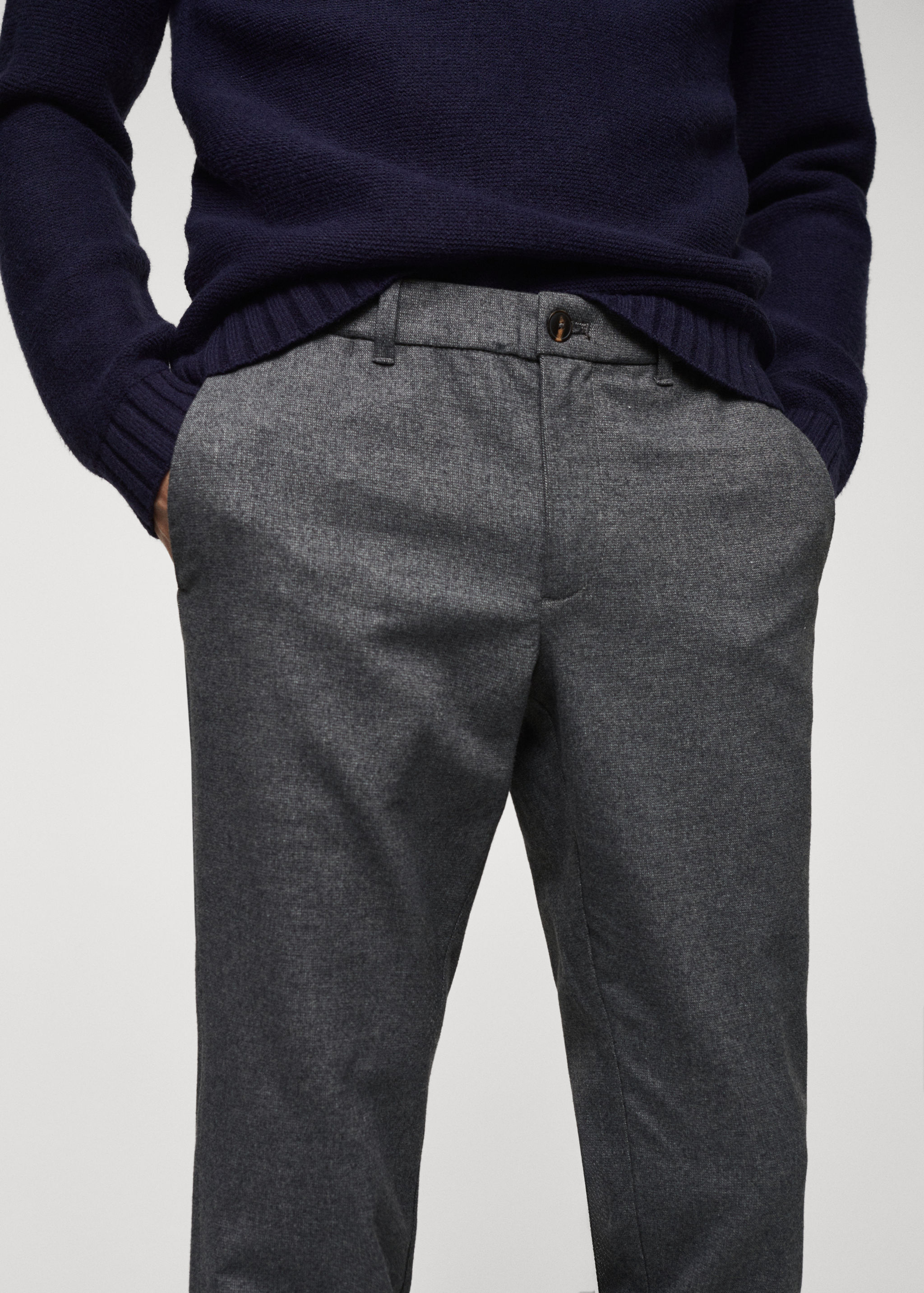 Pantalons slim fit cotó estructura - Detall de l'article 1