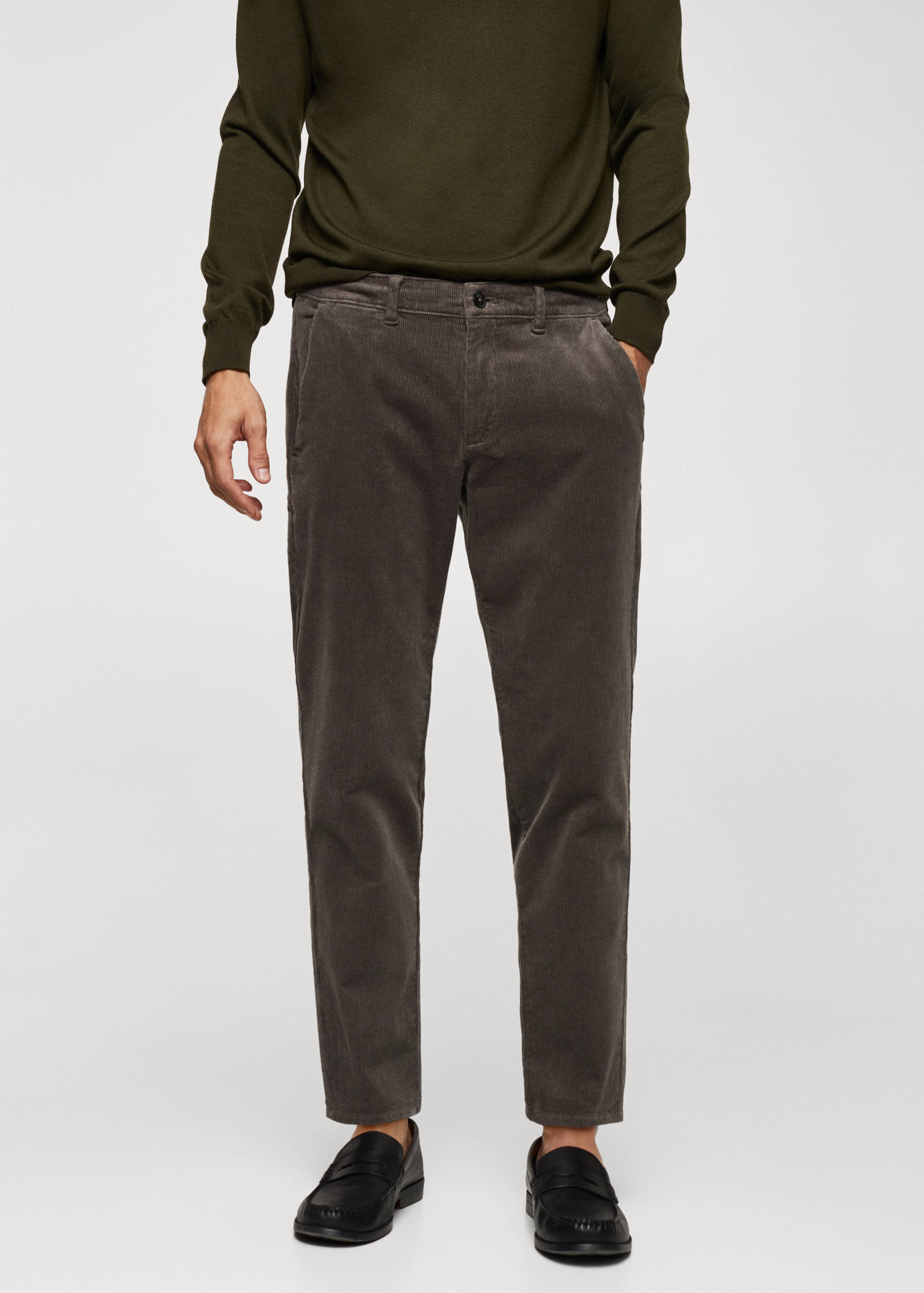 Micro-corduroy slim-fit pants - Medium plane