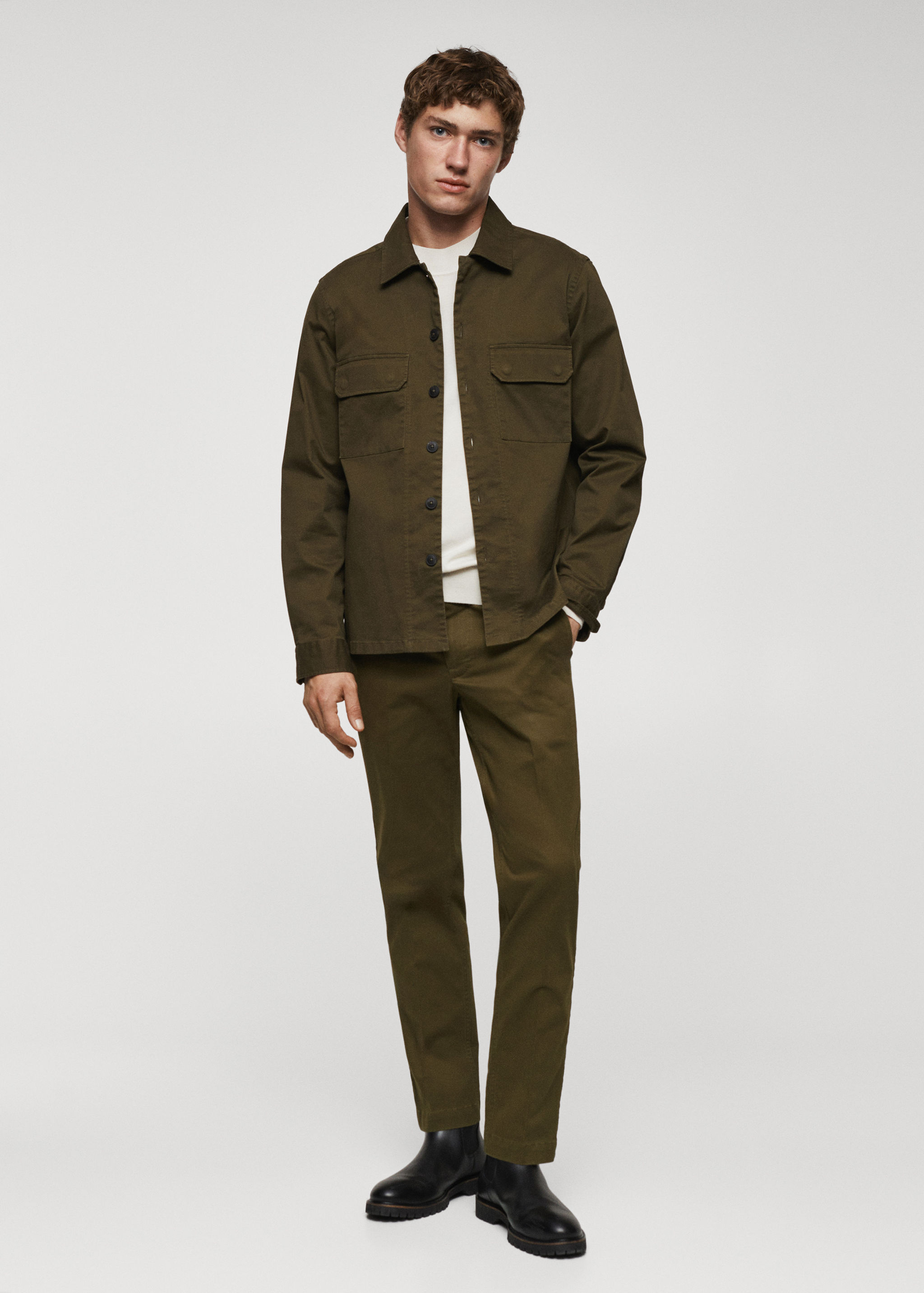Pantalons xinesos slim fit pinces - Pla general