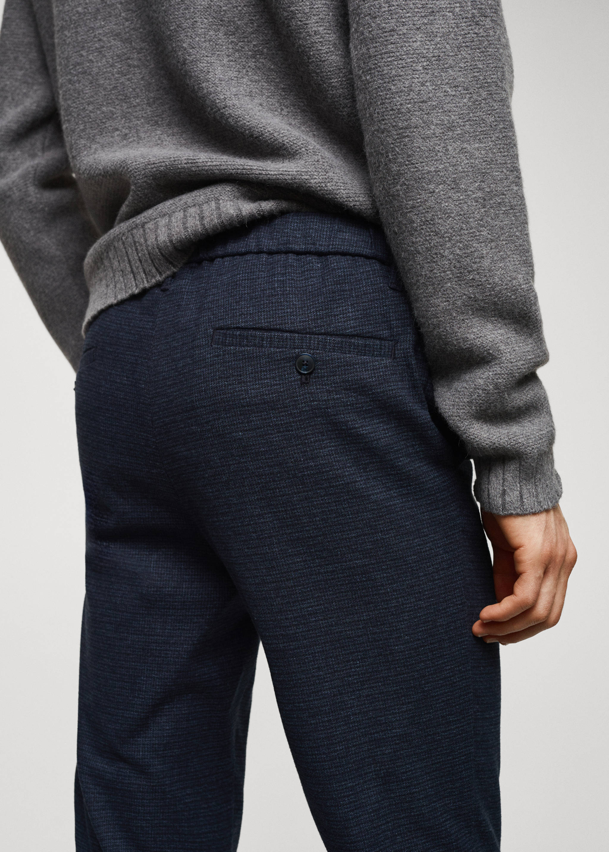Slim-fit cotton micro-houndstooth slim-fit trousers - Details of the article 4