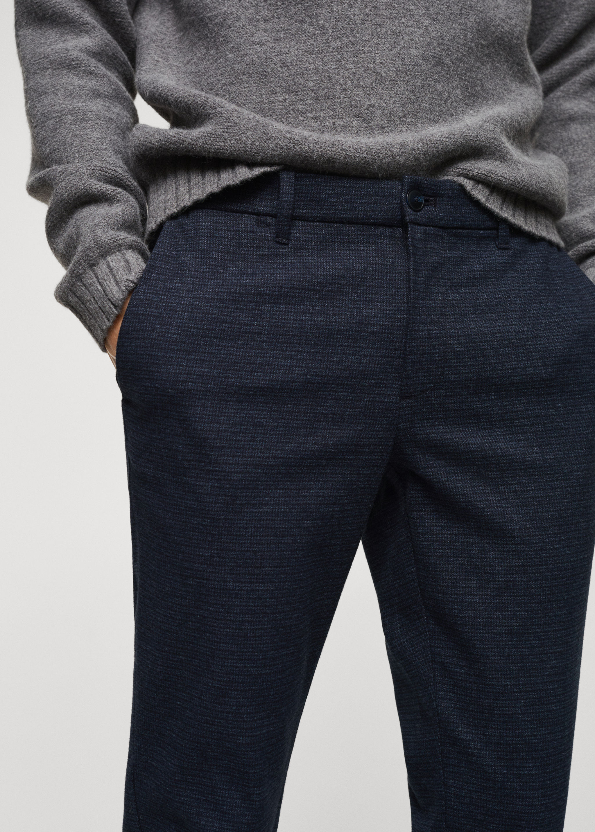 Pantalons slim fit cotó micro pota de gall - Detall de l'article 1