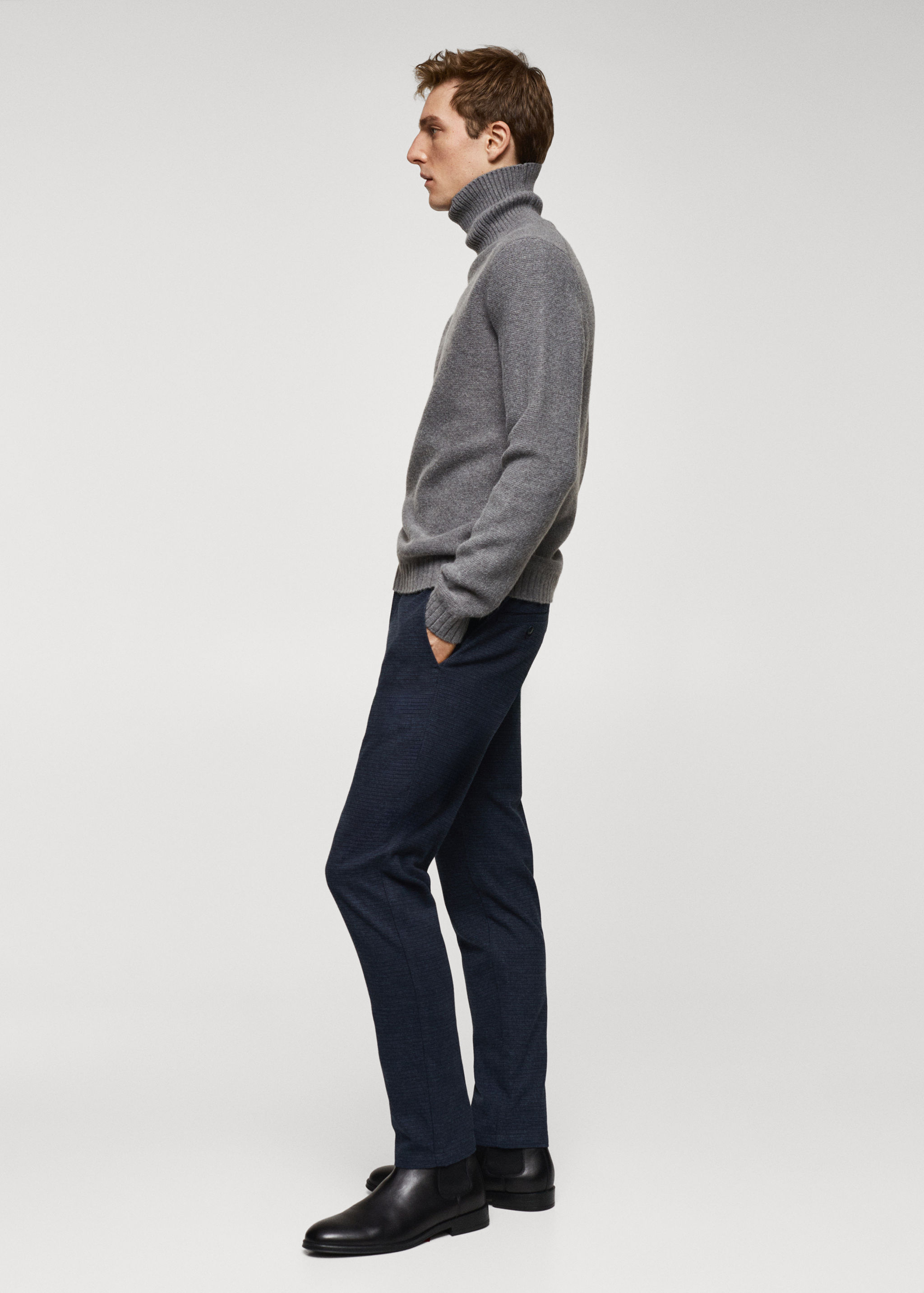 Pantalons slim fit cotó micro pota de gall - Detall de l'article 2