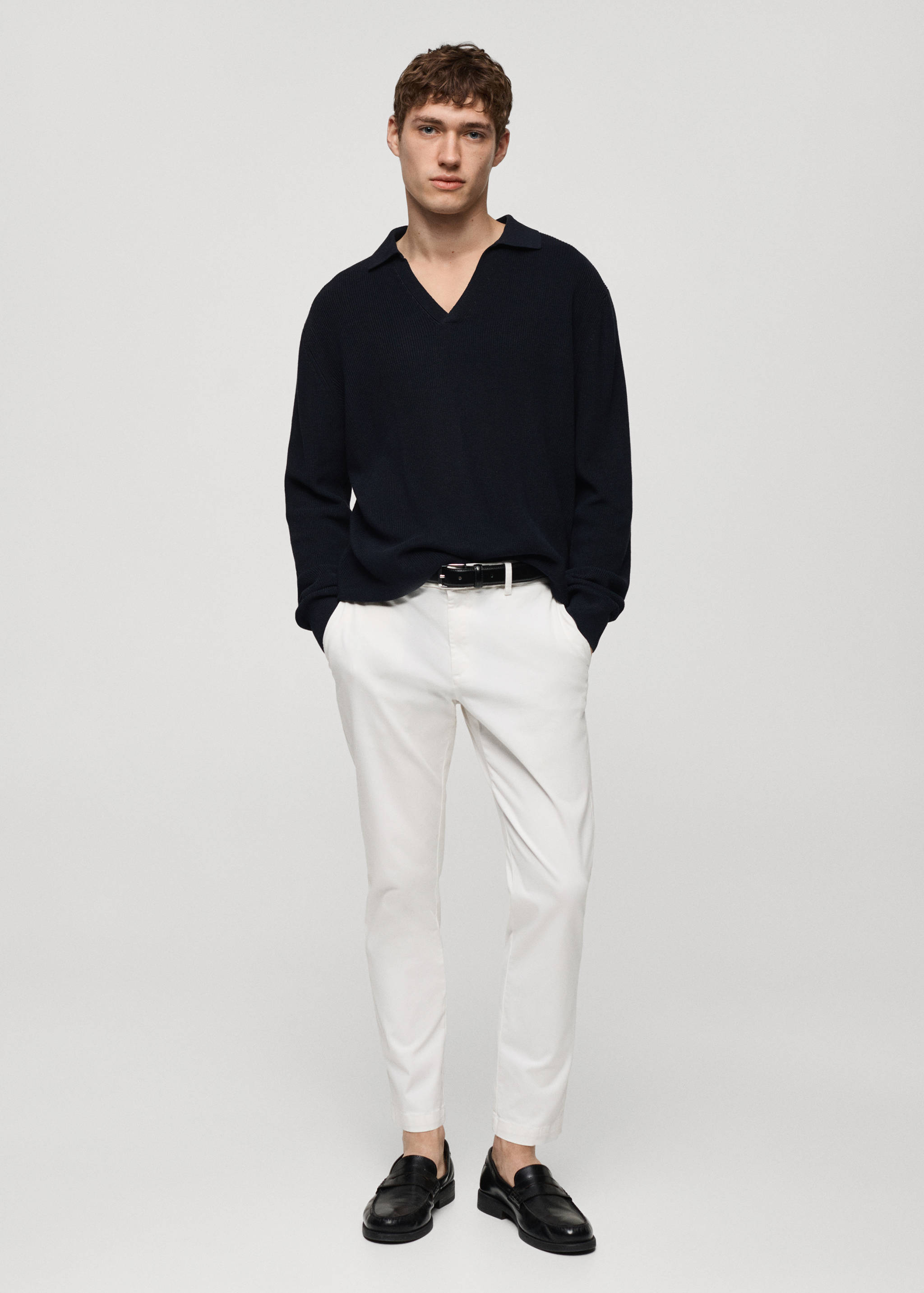 Cotton tapered crop trousers - General plane