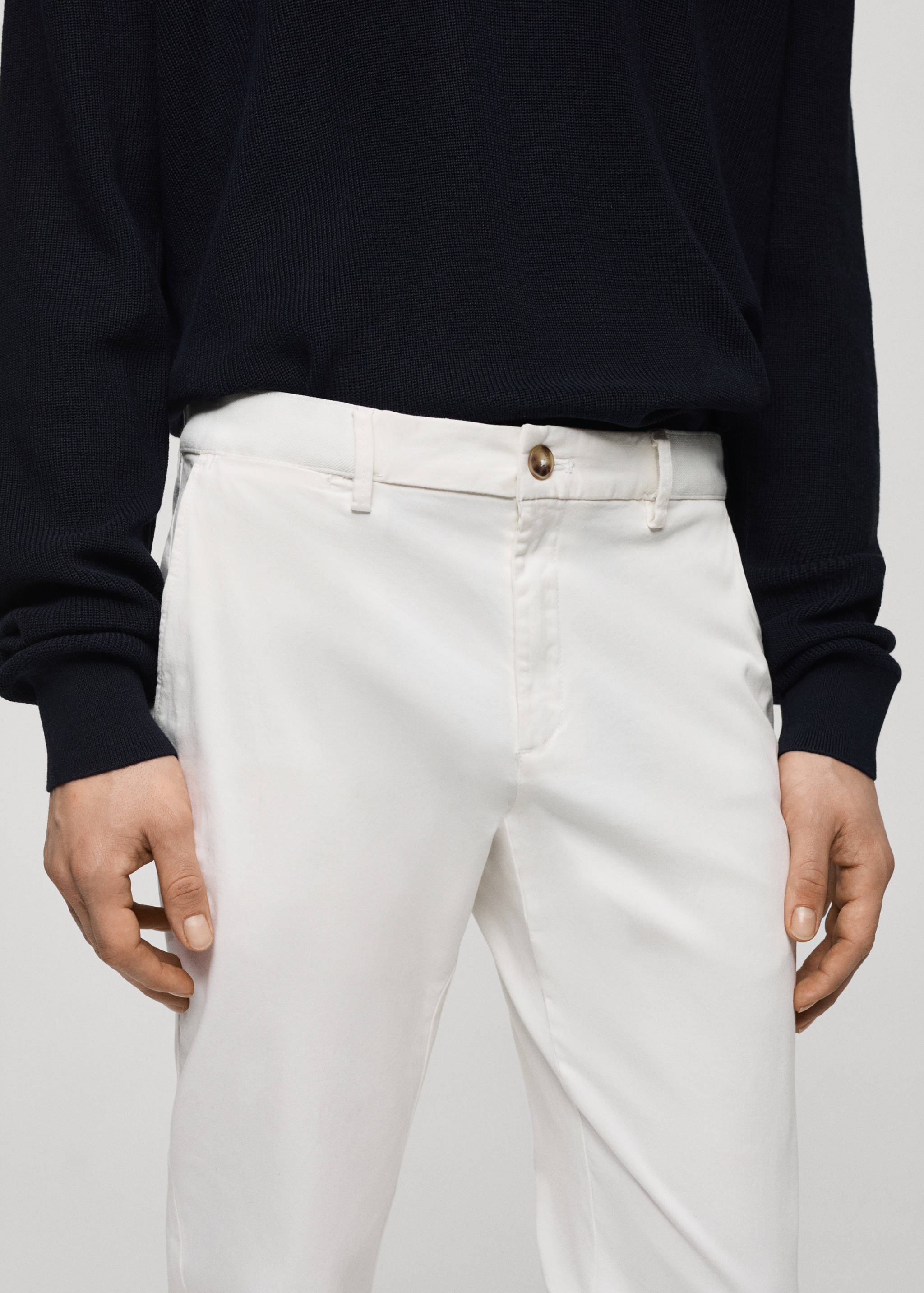 Cotton tapered crop trousers - Details of the article 1