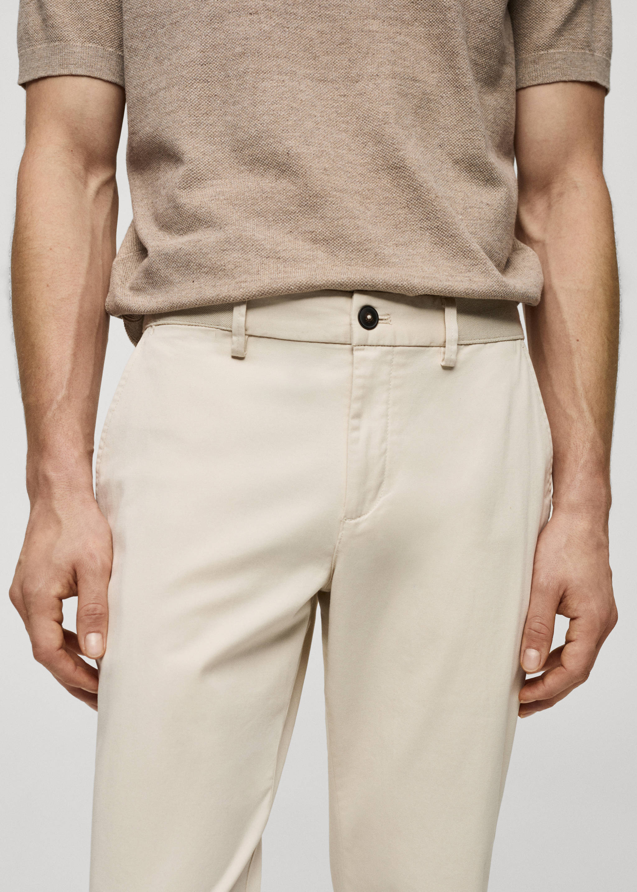 Cotton tapered crop pants - Details of the article 1