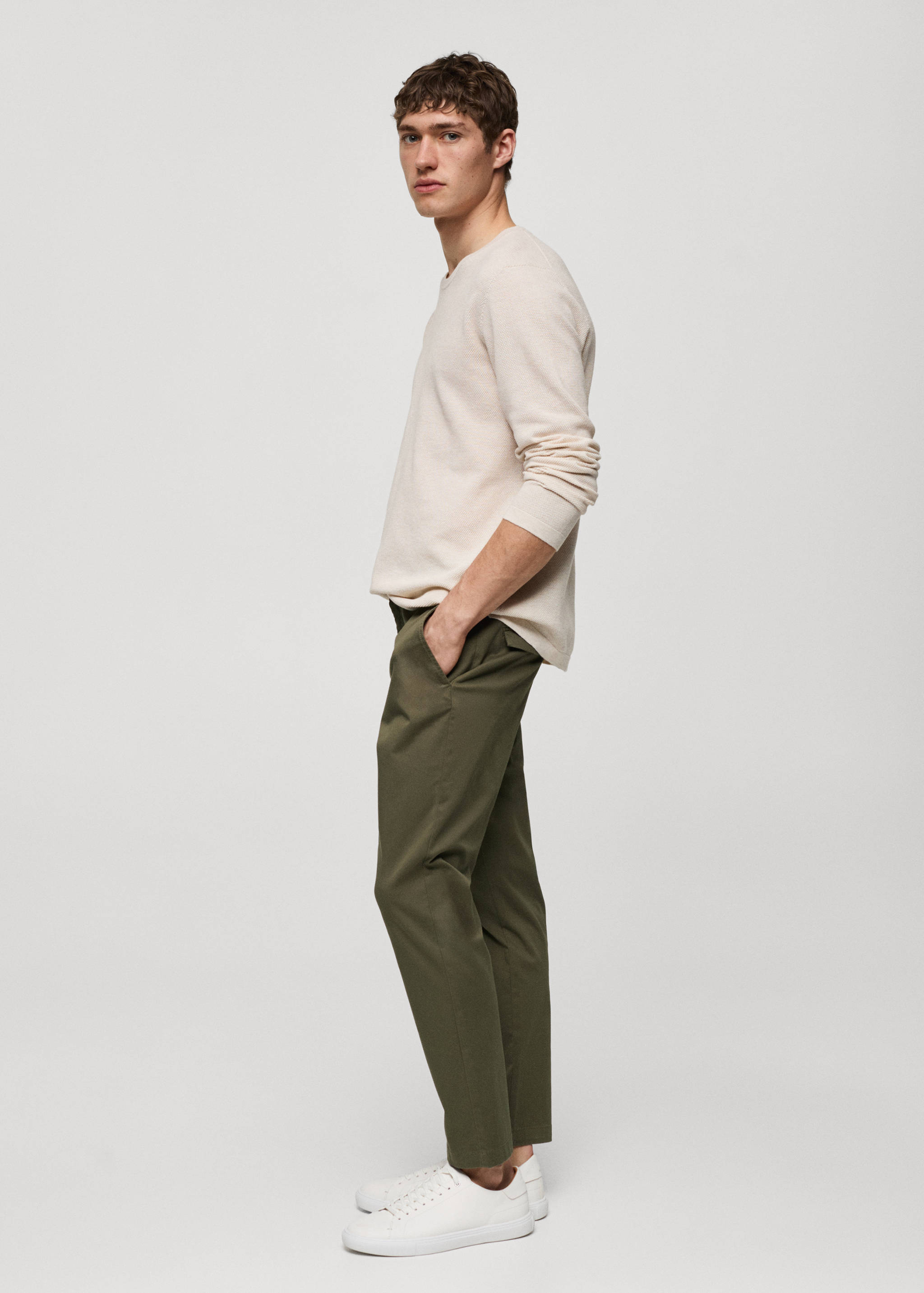 Cotton tapered crop trousers - Details of the article 2