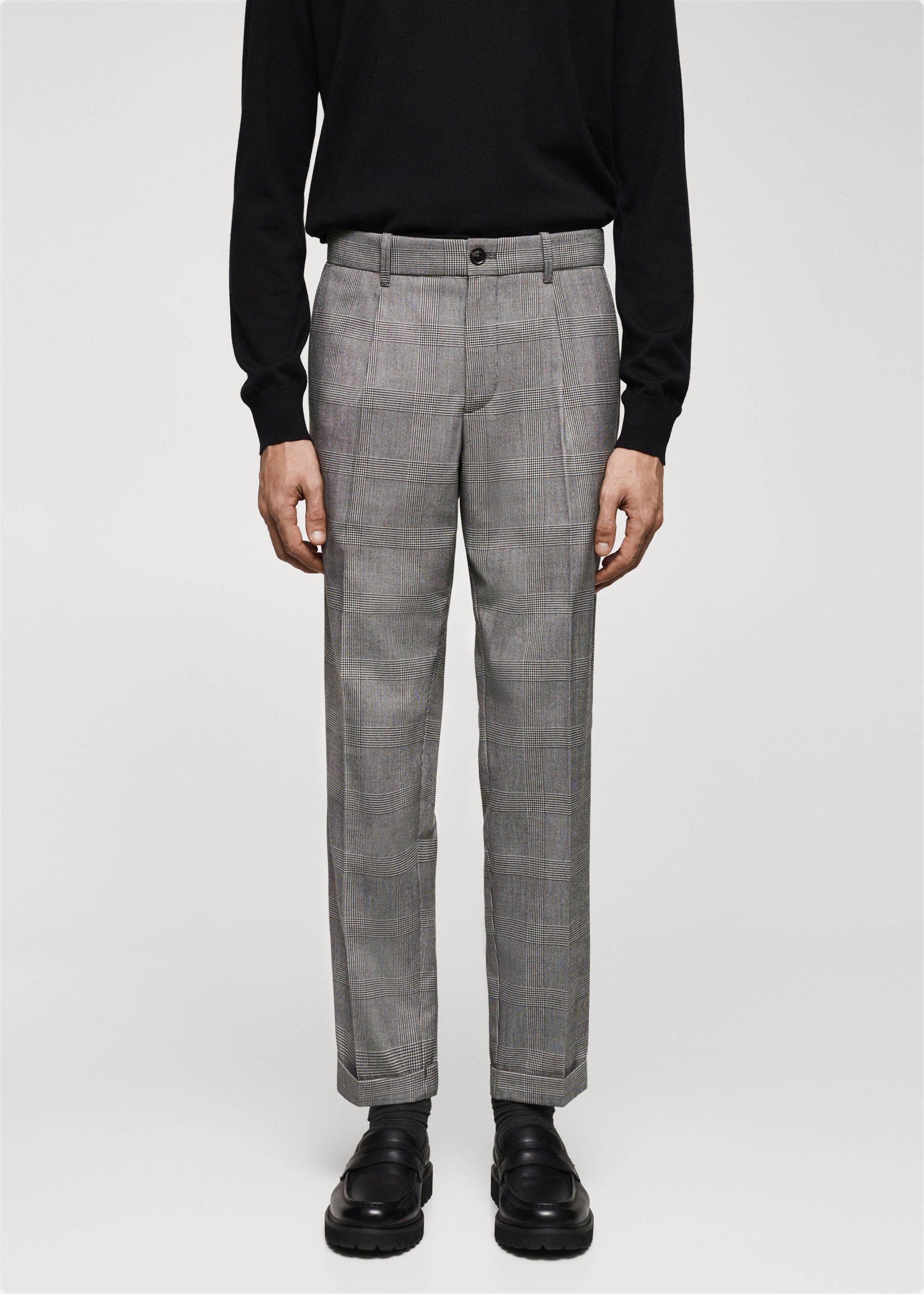 Pantalon à carreaux à pinces - Plan moyen