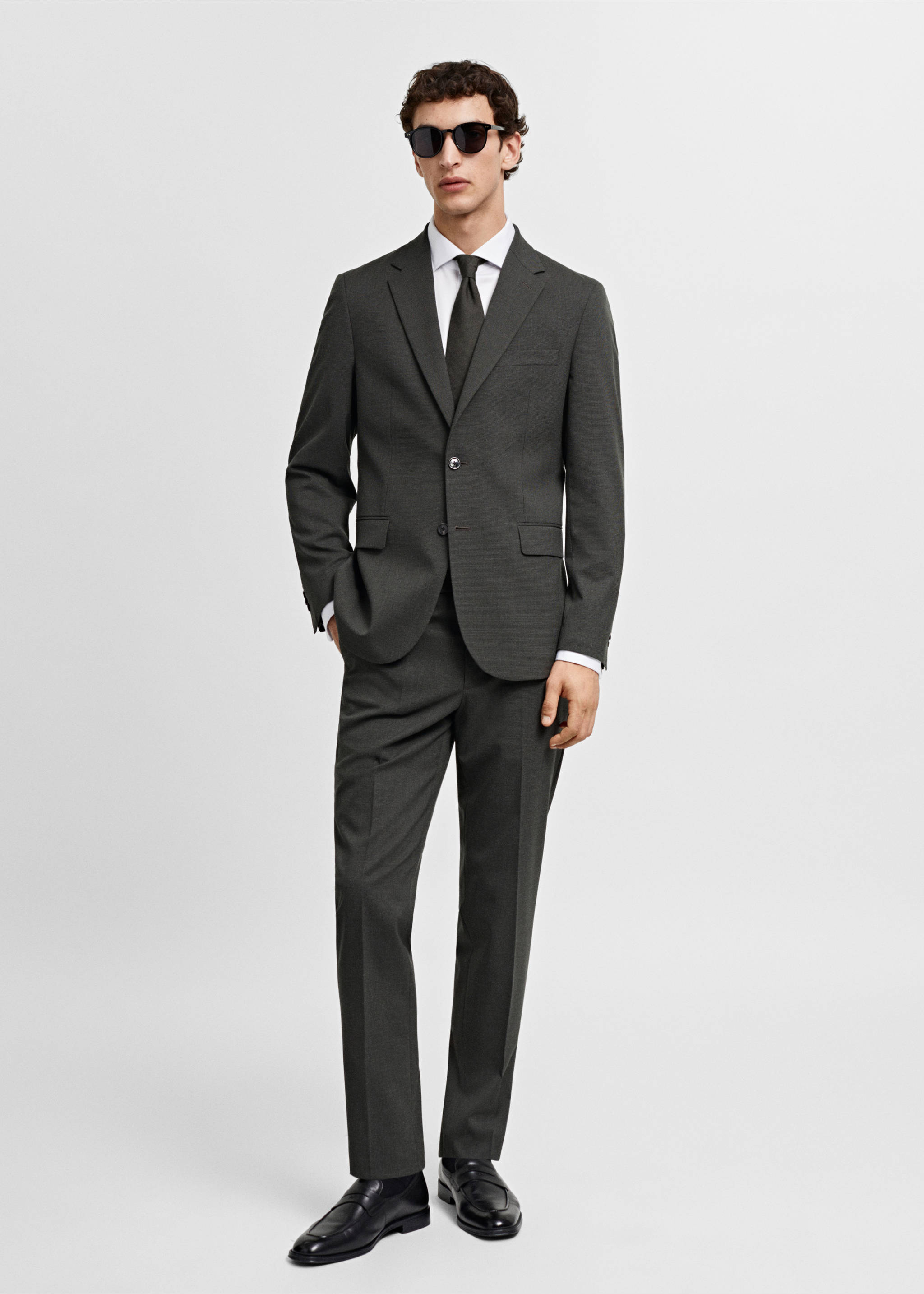 Pantaloni de costum slim fit din țesătură comfort stretch