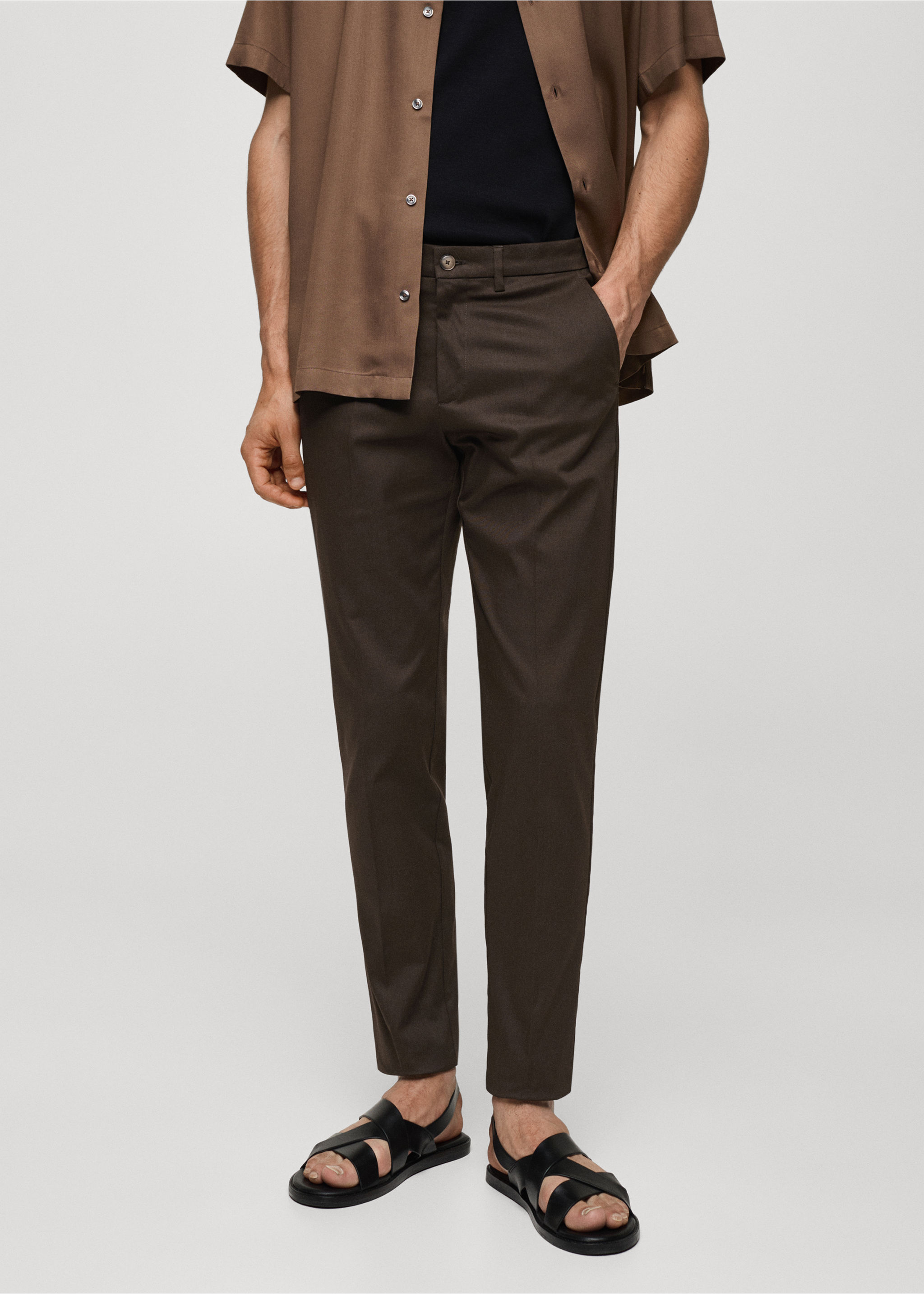Slim fit chino trousers - Medium plane