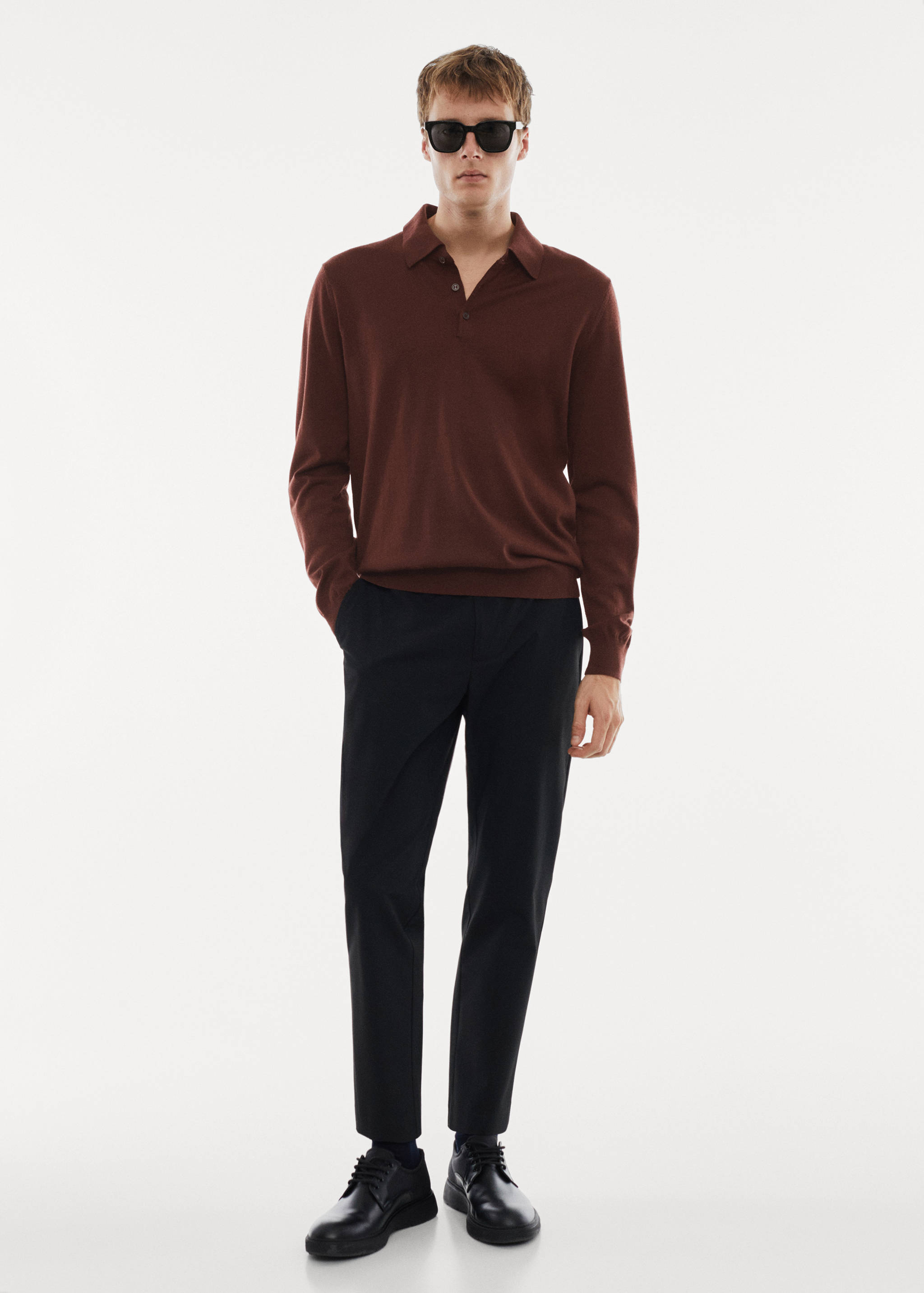 Πόλο 100% μαλλί μερινό μακρύ μανίκι - Γενικό πλάνο