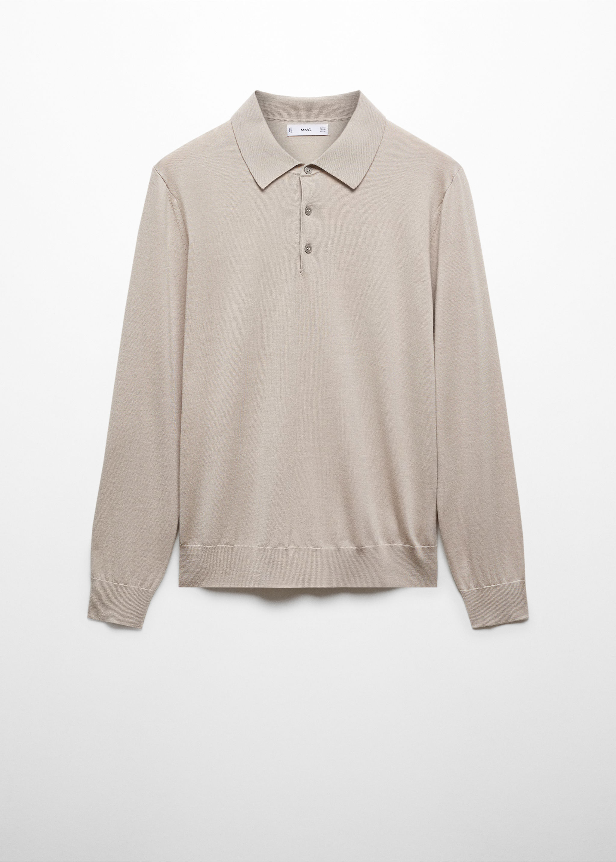 100% merino wool long-sleeved polo shirt - Article without model