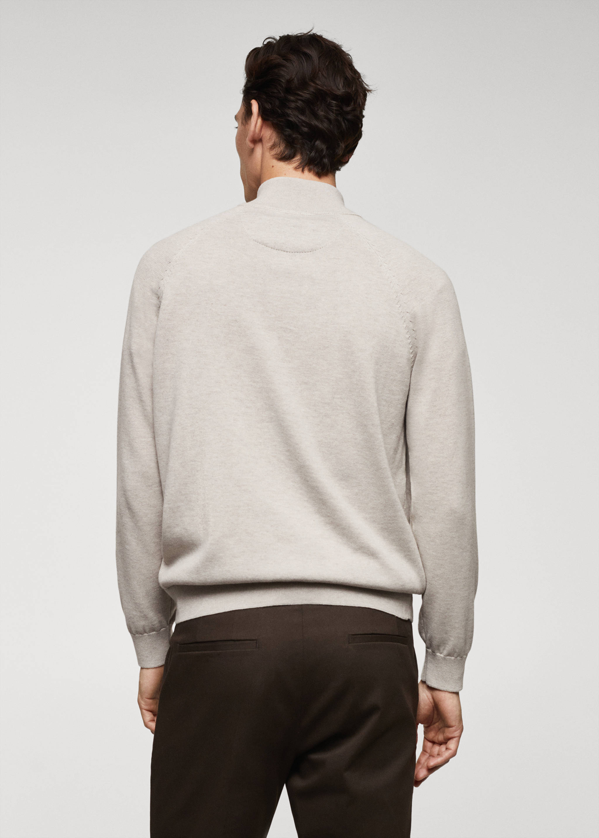 Cotton sweater with neck zip - Reverse of the article