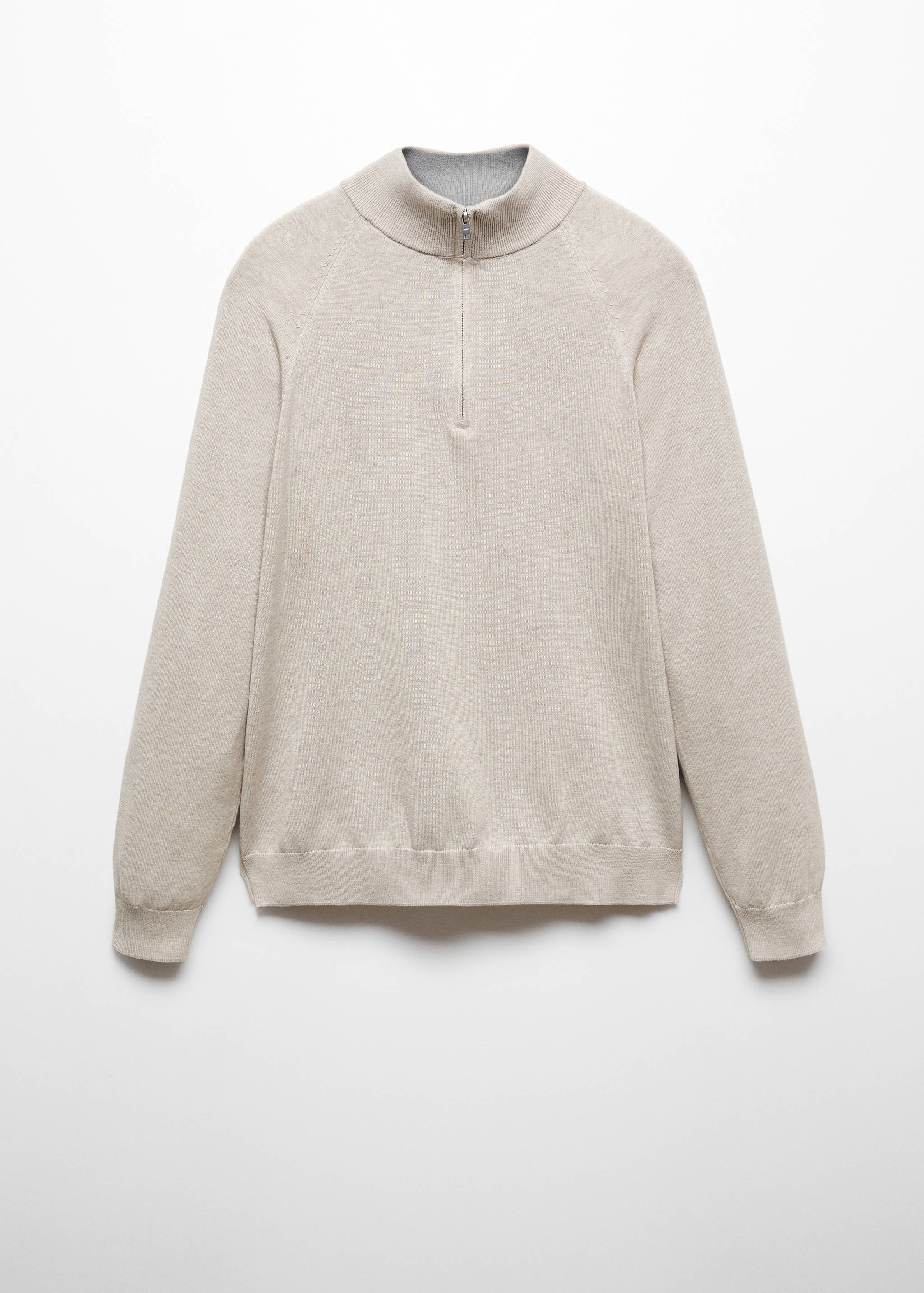 Cotton sweater with neck zip - Article without model