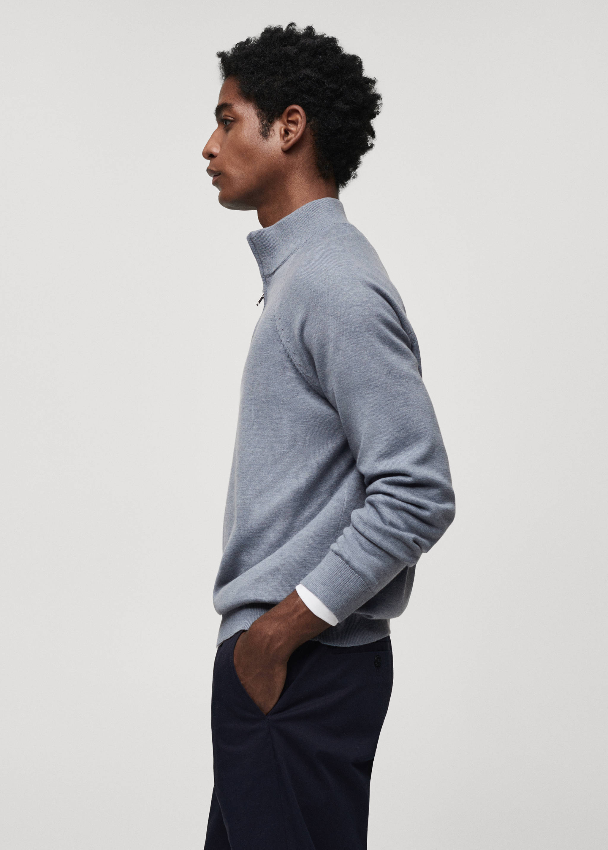 Cotton sweater with neck zip - Details of the article 2