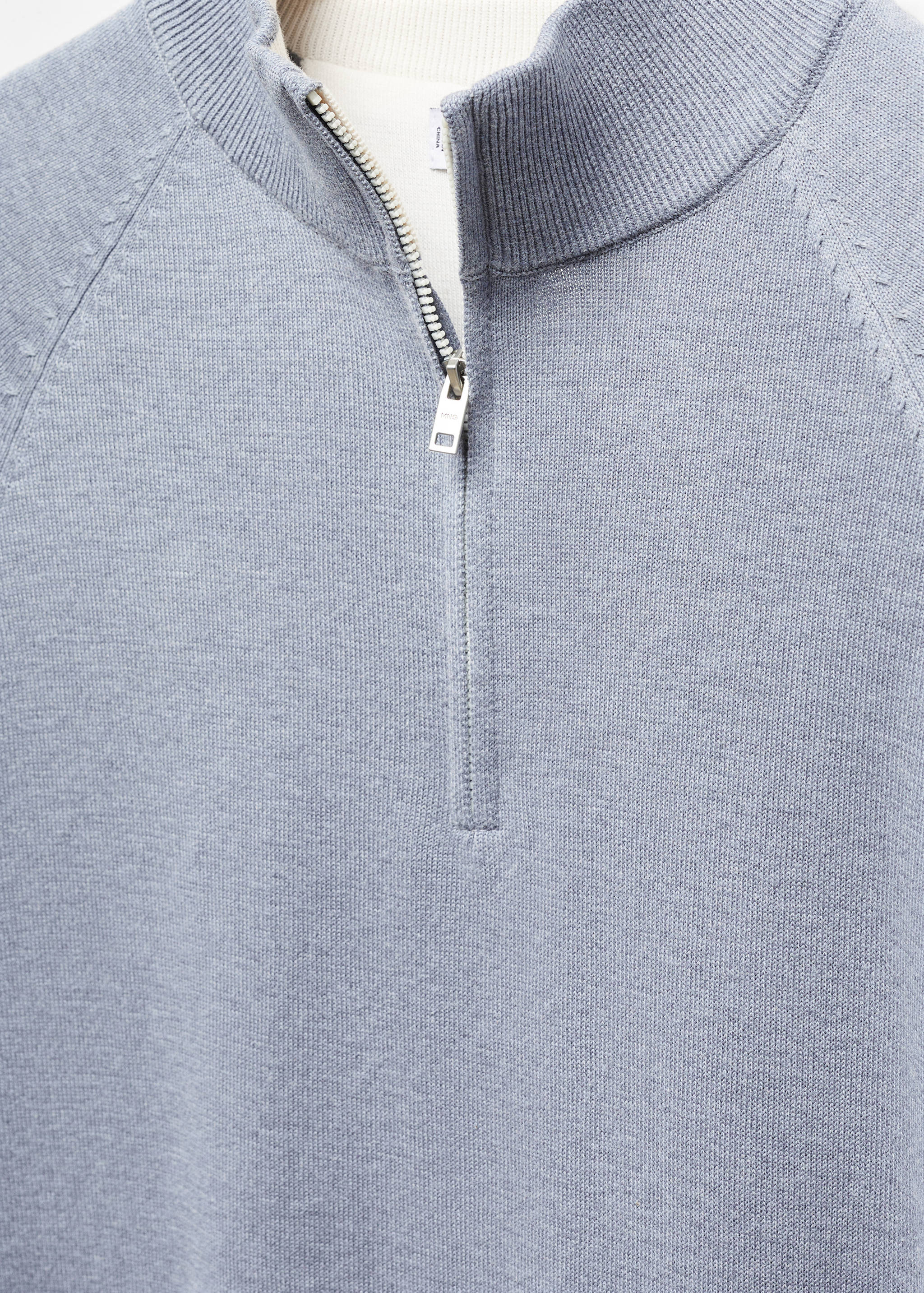 Cotton sweater with neck zip - Details of the article 8