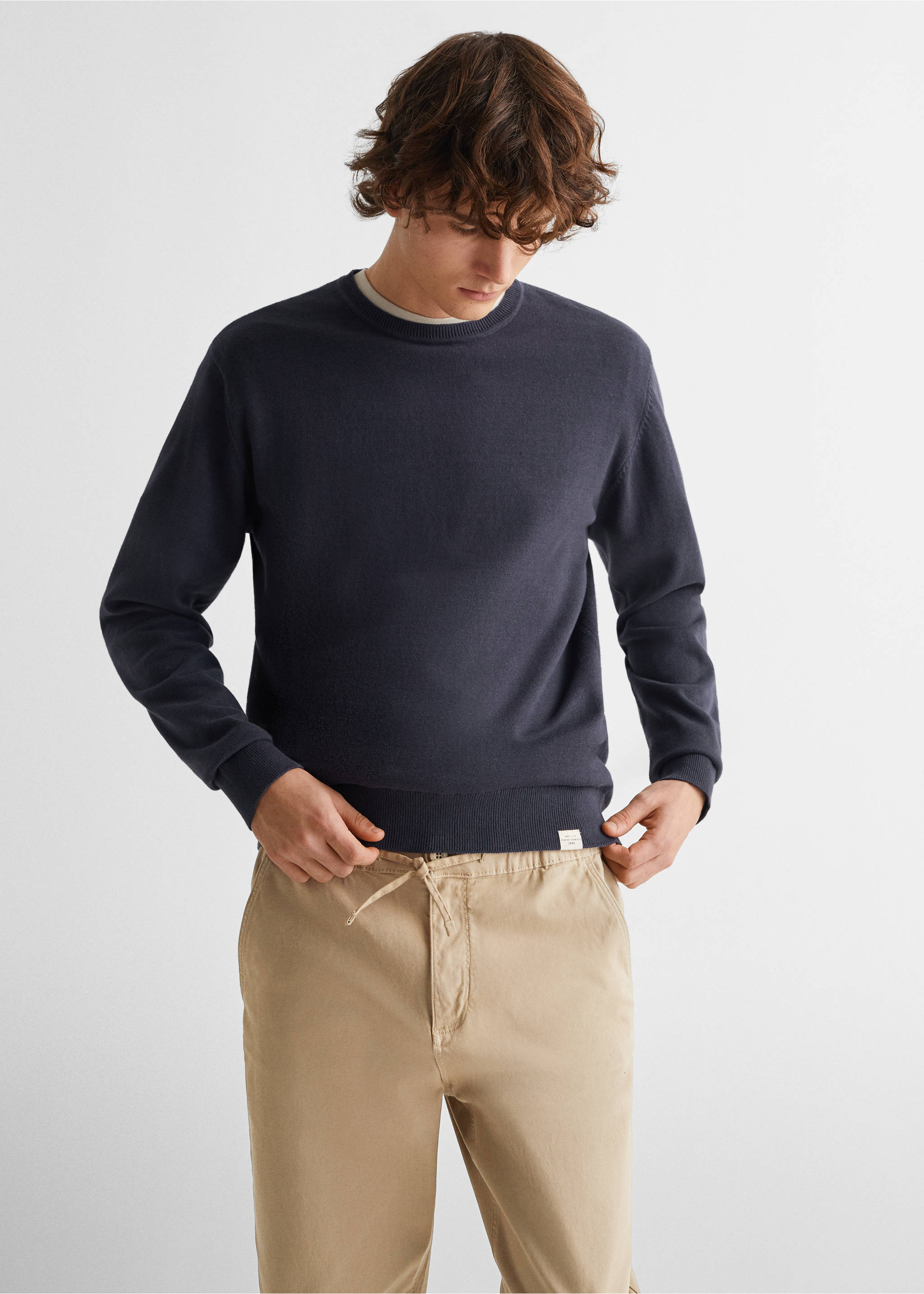 Cotton jogger-style trousers - Medium plane, Beige. Ref: 67000666-00.