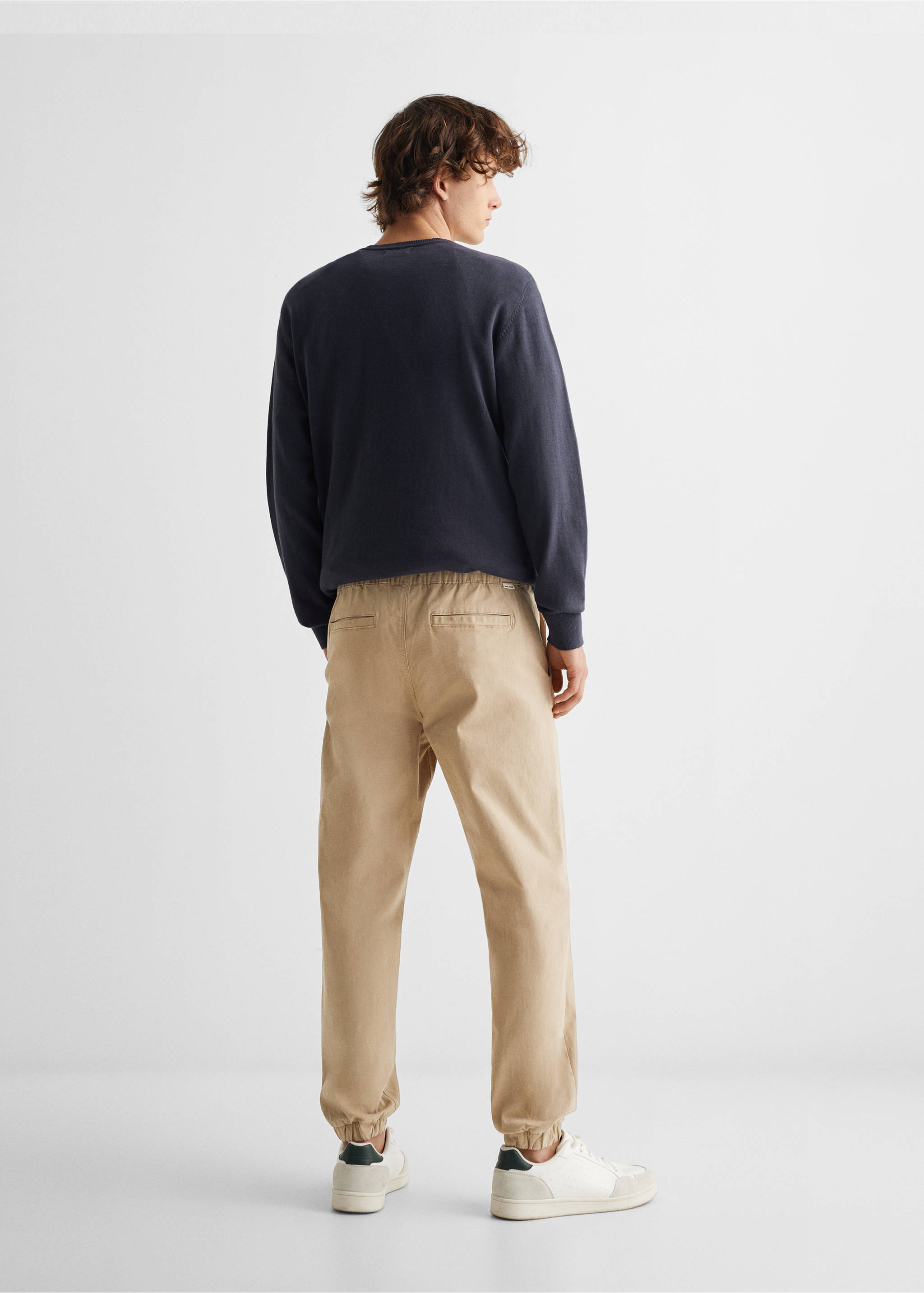 Cotton jogger-style trousers - Reverse of the article, Beige. Ref: 67000666-00.