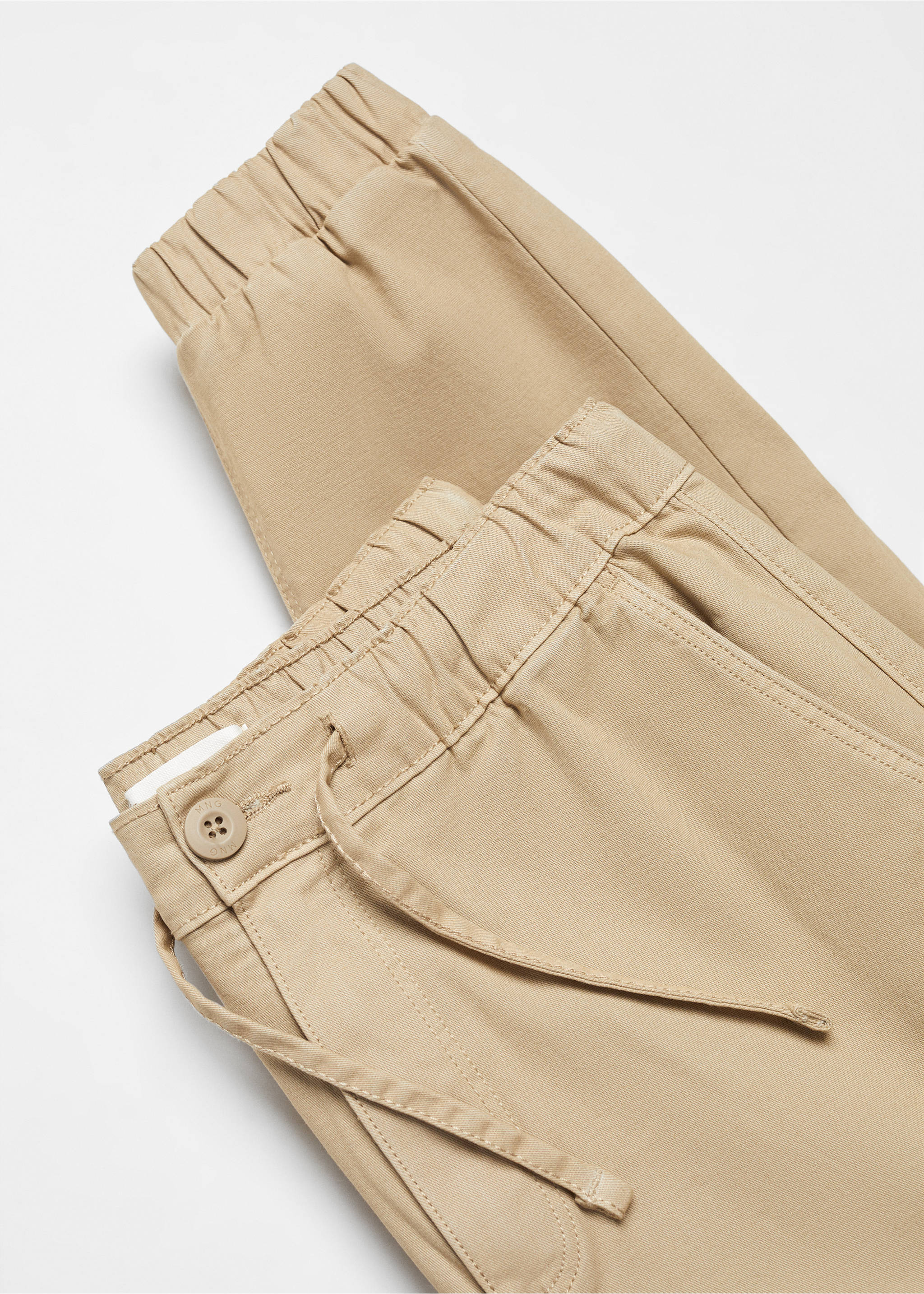 Cotton jogger-style trousers - Details of the article 8, Beige. Ref: 67000666-00.
