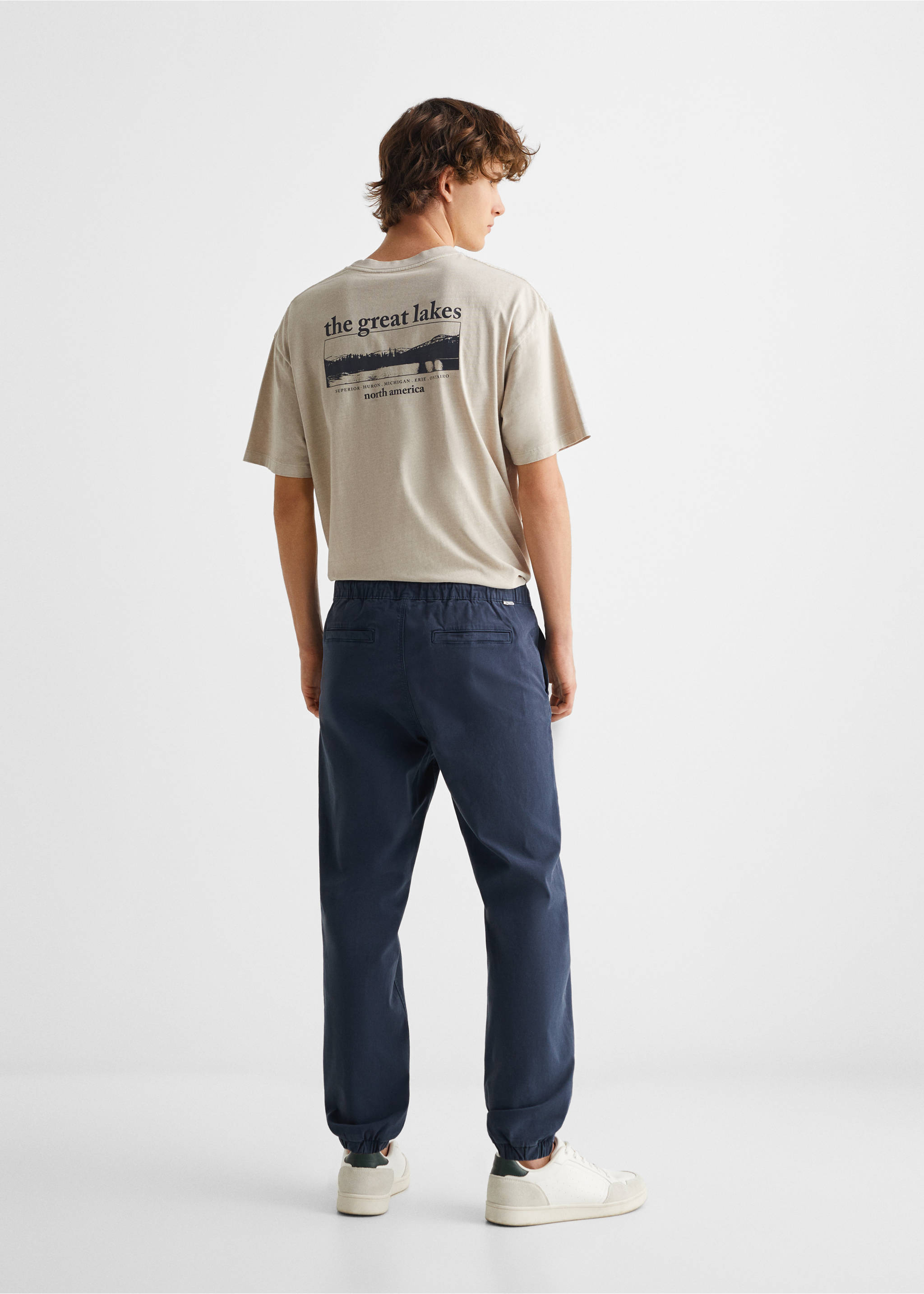 Cotton jogger-style trousers - Reverse of the article, Navy. Ref: 67000666-00.