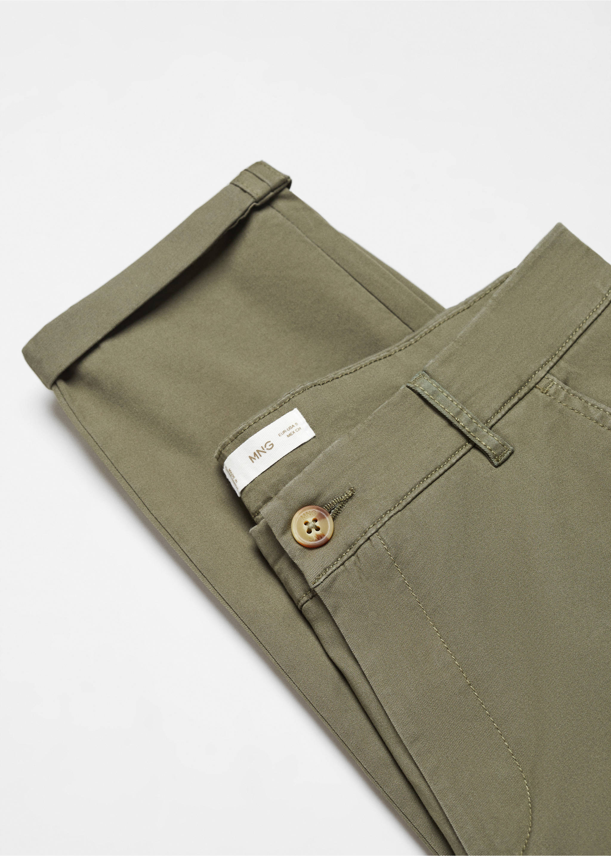 Cotton chinos - Details of the article 8, Khaki. Ref: 67000667-00.