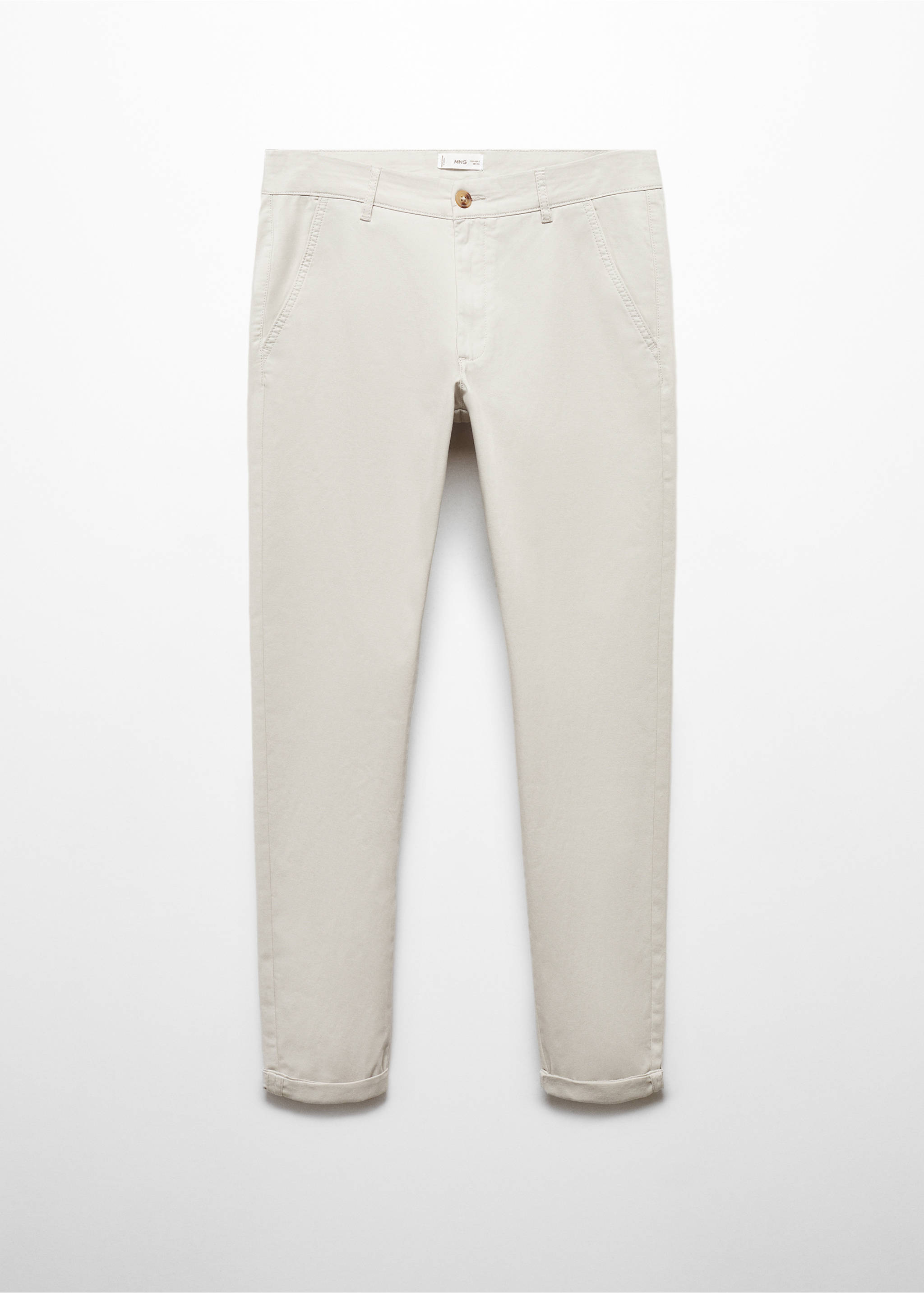 Cotton chinos - Article without model, Ice Grey. Ref: 67000669-00.