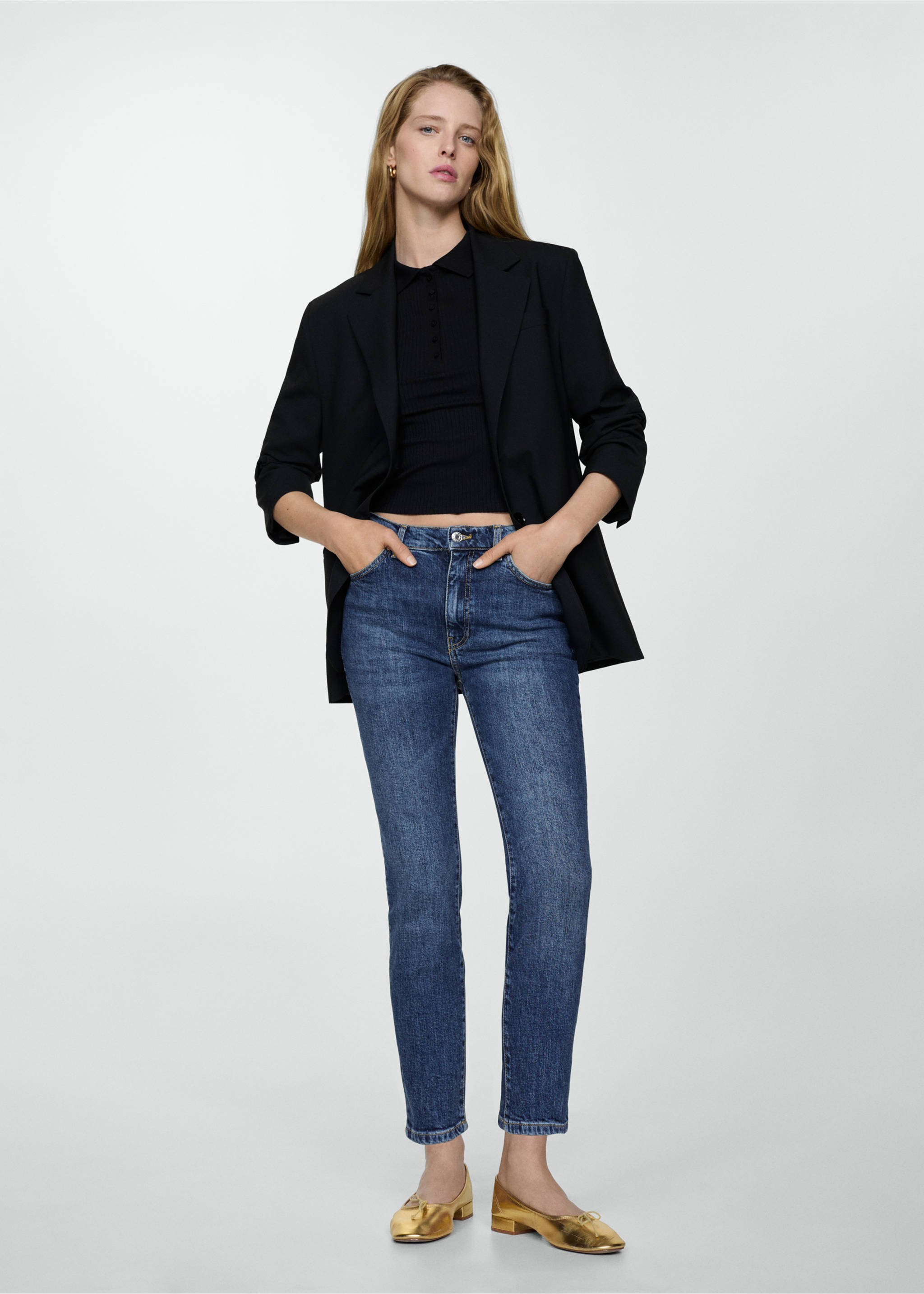 Claudia slim-fit cropped jeans - General plane, Dark Blue. Ref: 67000680-00.